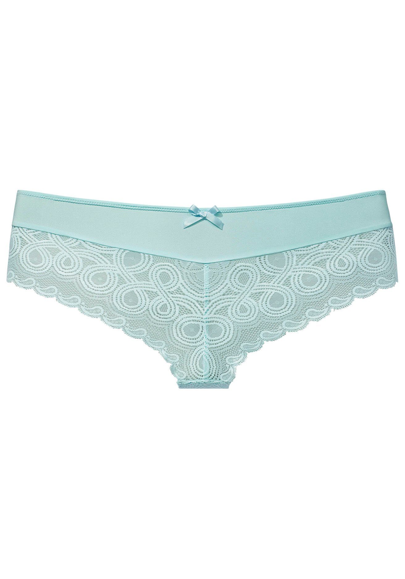 Lascana Stringpants met extravagante kant en sierstrik