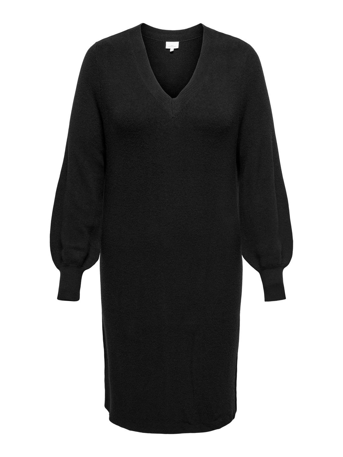 ONLY CARMAKOMA Gebreide jurk CARKATIA LS V-NECK DRESS KNT NOOS