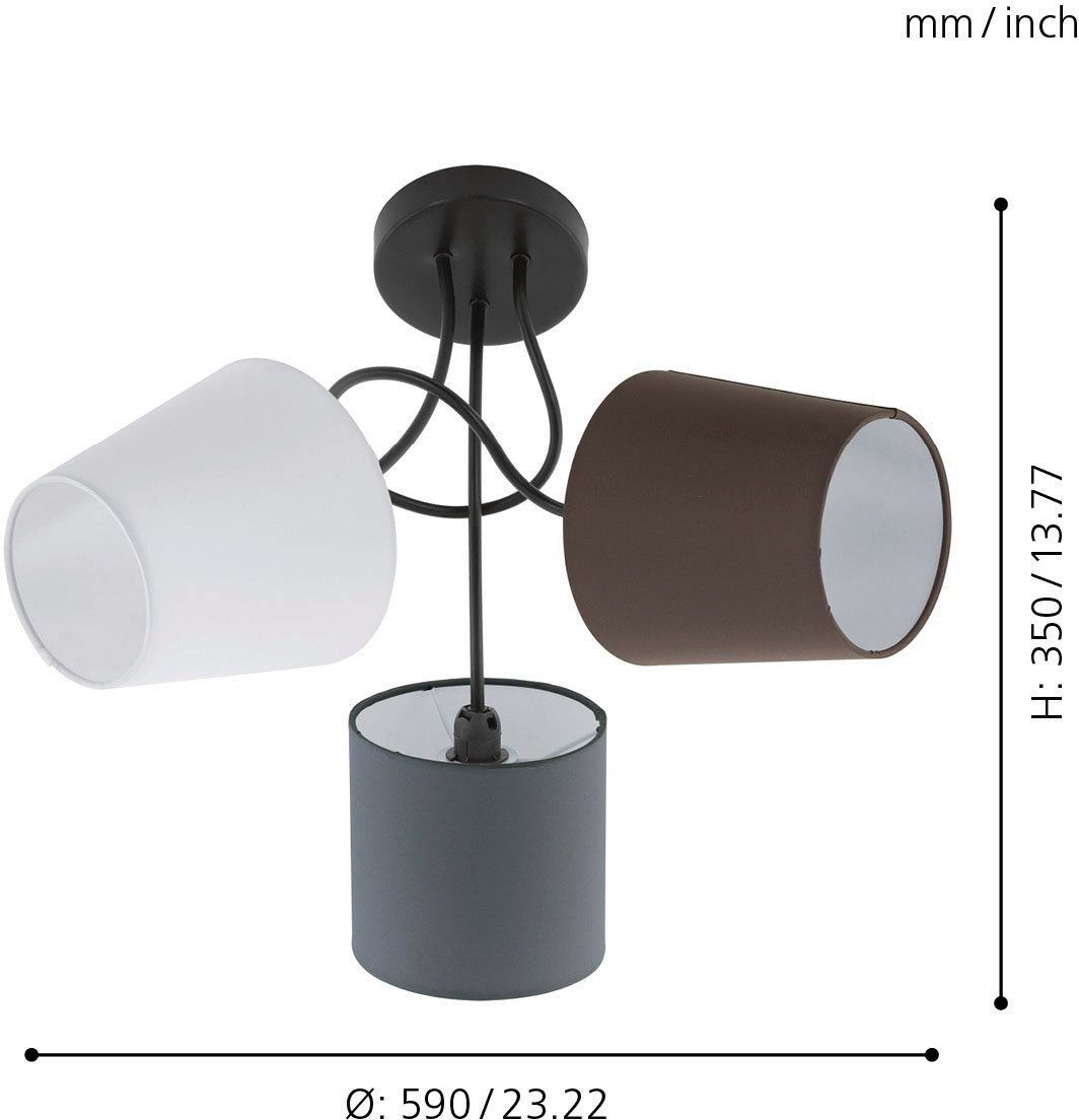 EGLO Plafondlamp ALMEIDA zwart / ø59 x h35 cm / plafondlamp van stof - textielen kap