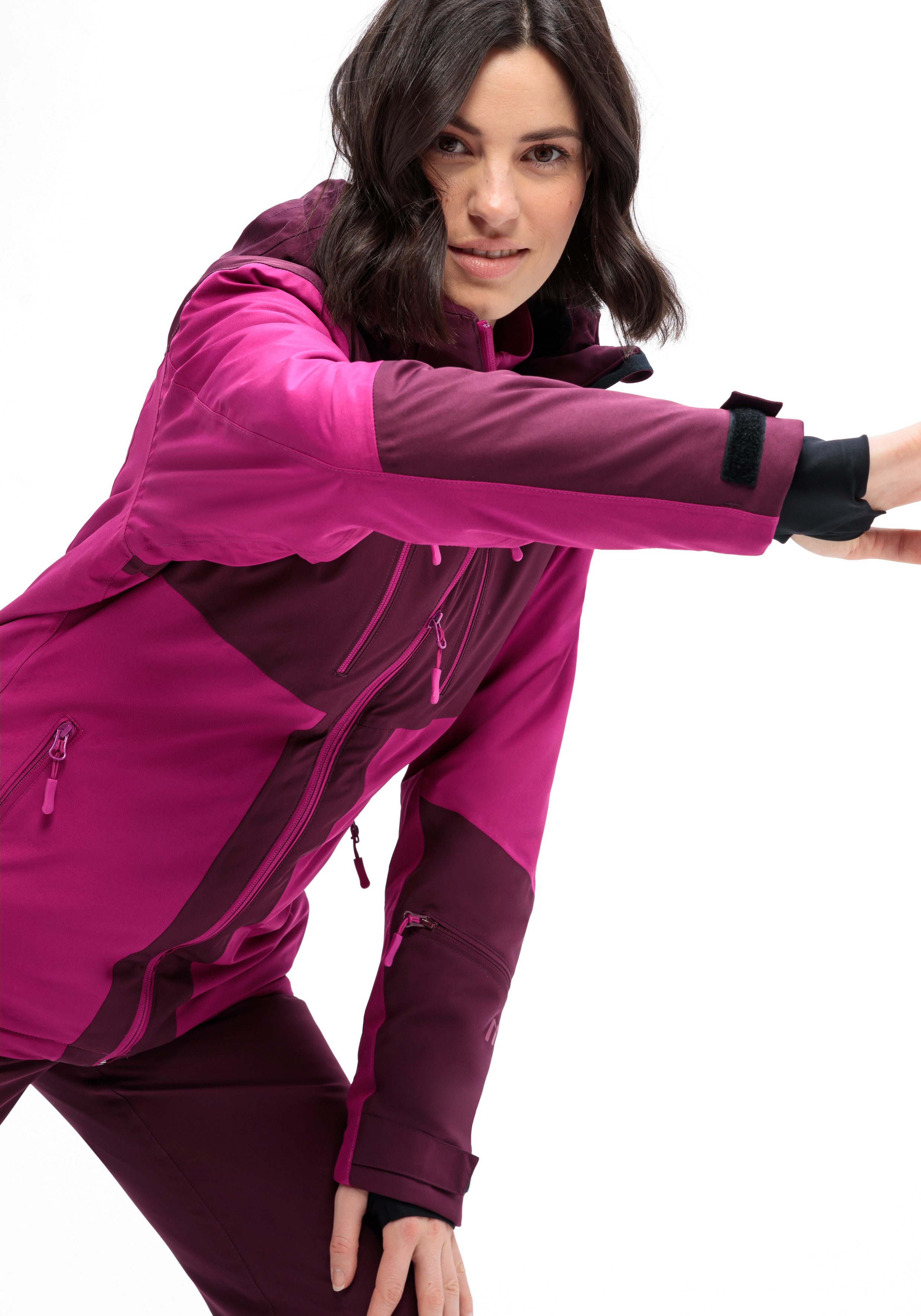 Maier Sports Ski-jack Ina Dames winterjack waterdicht 5 ritszakken en capuchon regular fit