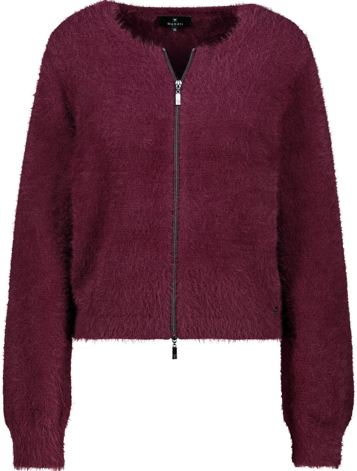 Monari Vest Jas gebreide jas pluche Regular fit met ronde hals