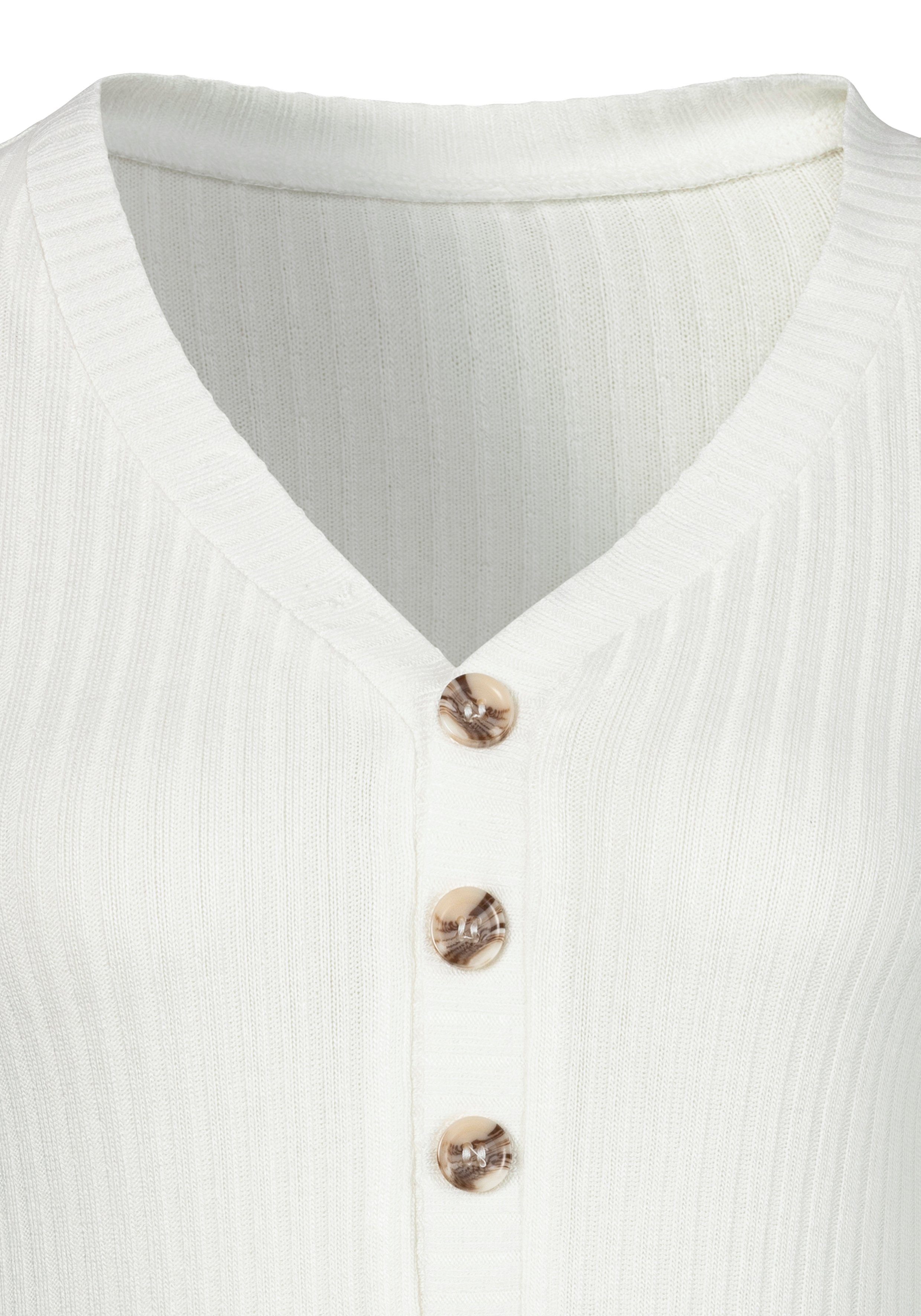 Lascana Shirt met lange mouwen Met korte knoopsluiting van zachte viscose-ribkwaliteit