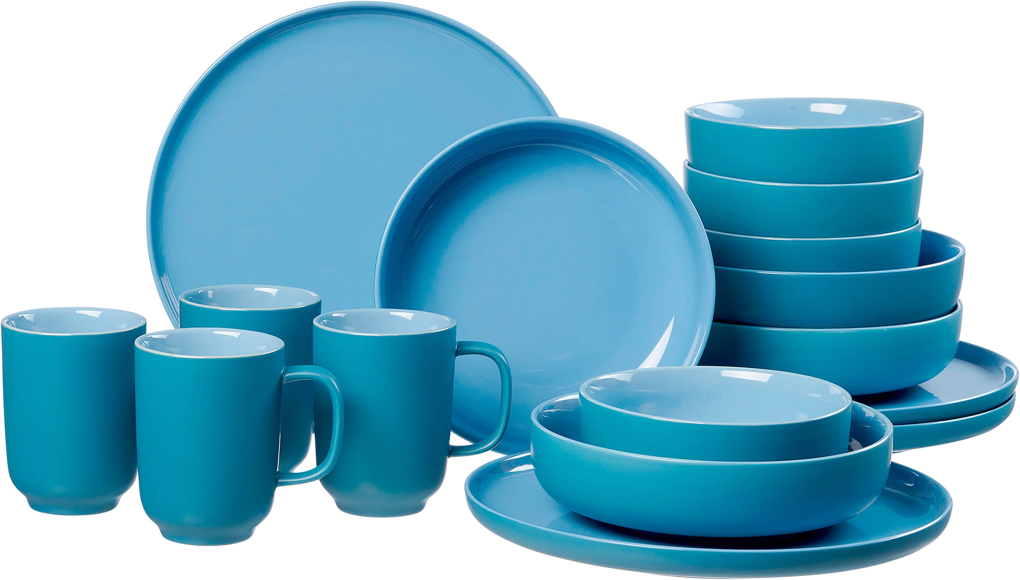 Ritzenhoff & Breker Combi-servies Serviesset, servies Jasper in scandinavische stijl, 16 delen, voor 4 personen (set, 16-delig) serviezen blauw