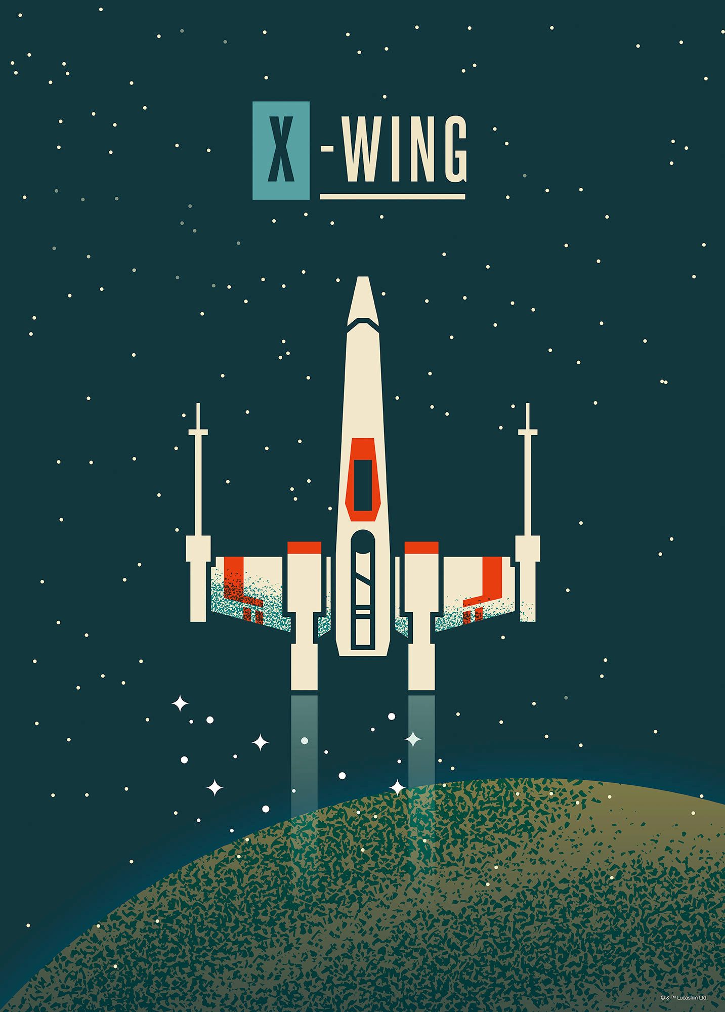 Komar Artprint Star Wars Geeky X-Wing 50 x 70 cm (breedte x hoogte) - kinderkamer, wandsticker (1 stuk)