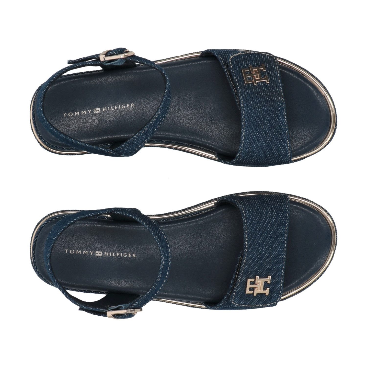 Tommy Hilfiger Plateausandalen , sandaal, slides, jeans-schoen met luxe paspel