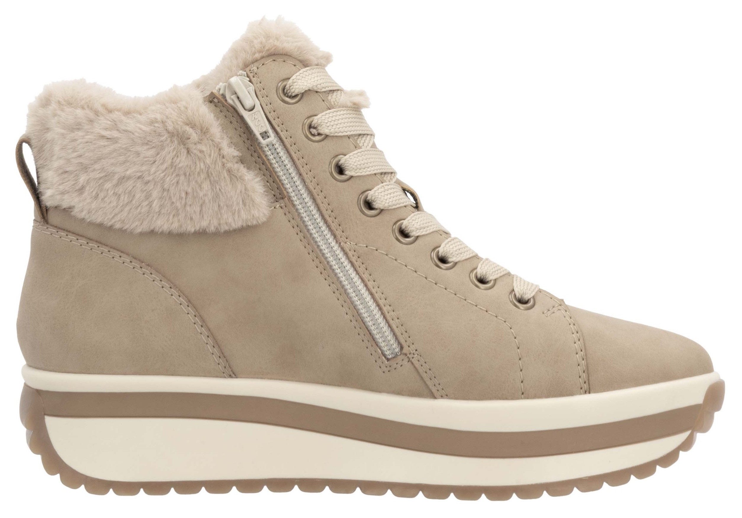 Rieker EVOLUTION Winterlaarzen Wedge sneakers, plateaulaarzen met faux-bont kraag