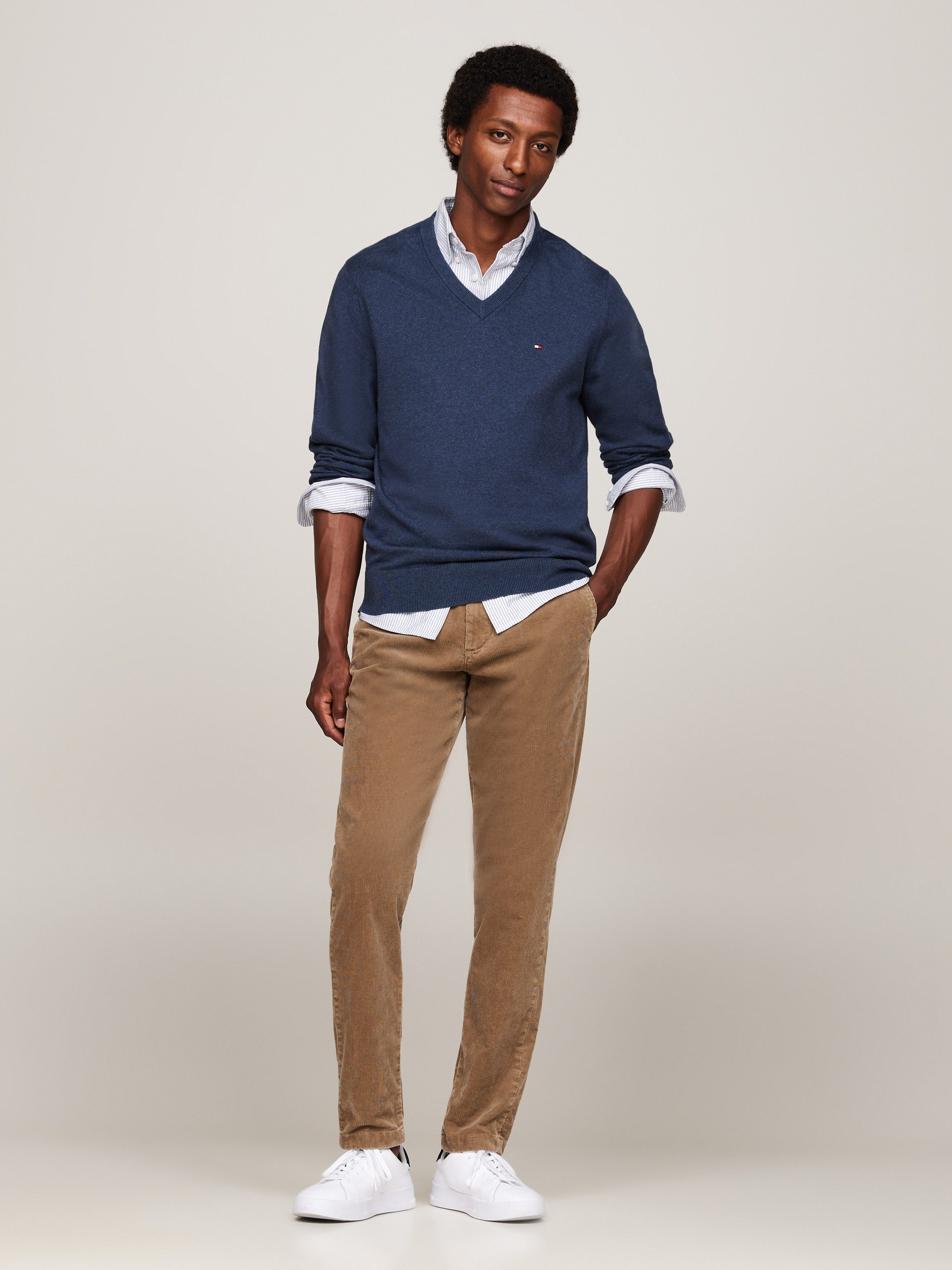Tommy Hilfiger Trui met V-hals PIMA ORG CTN CASHMERE V NECK