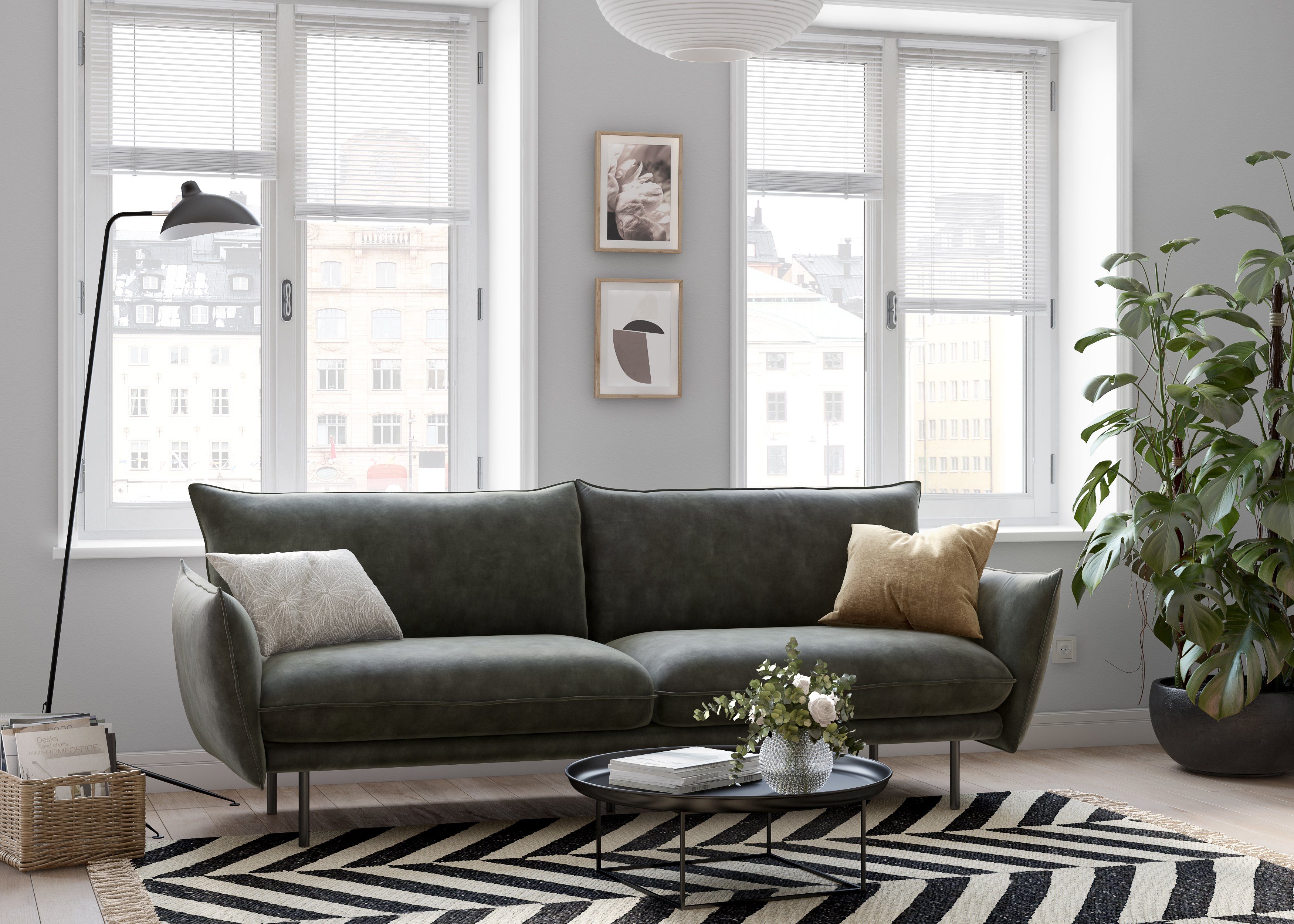 andas 3-zitsbank Stine Bijzonder design door kussen-look en opstaande naad, by Morten Georgsen