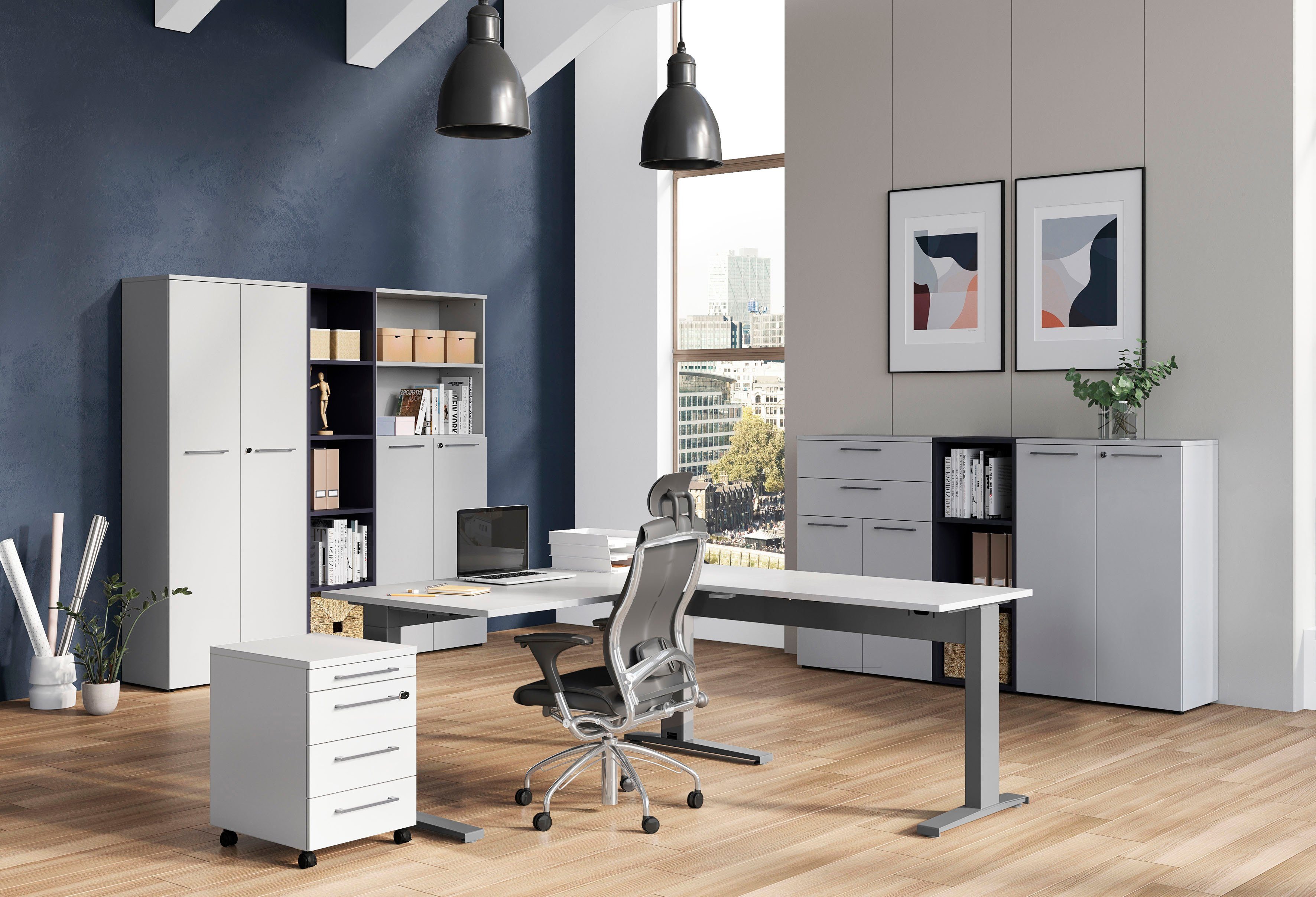 GERMANIA Archiefkast GW-Agenda, multifunctionele kast, afsluitbaar optioneel met 2 open vakken, afmetingen 80x197 cm, made in germany