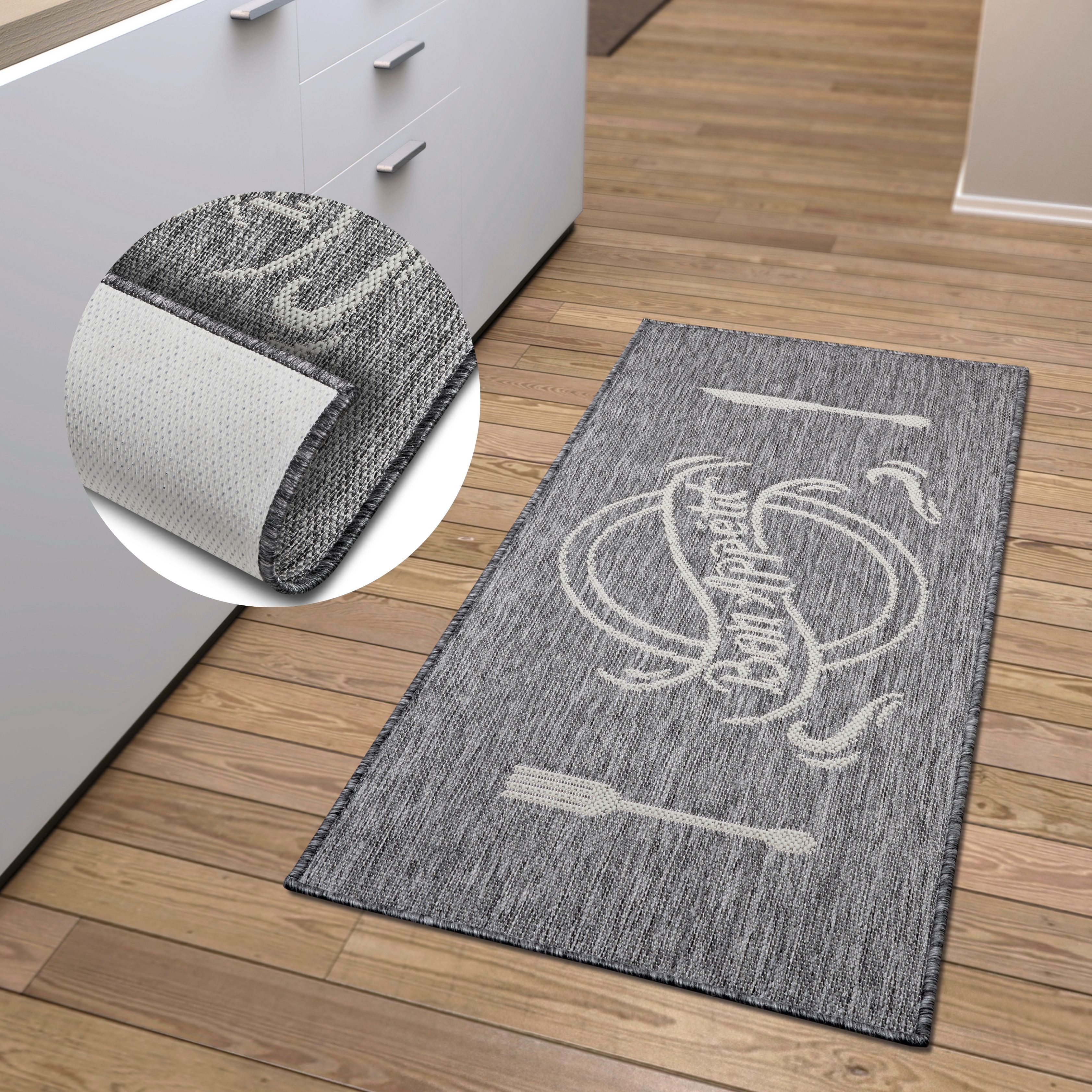 HANSE Home Keukenloper Bon appétit Loper, antislip, keukenkleed, keuken, vloerkleed, gemakkelijk in onderhoud laagpolige vloerkleden maat 62 cm x 150