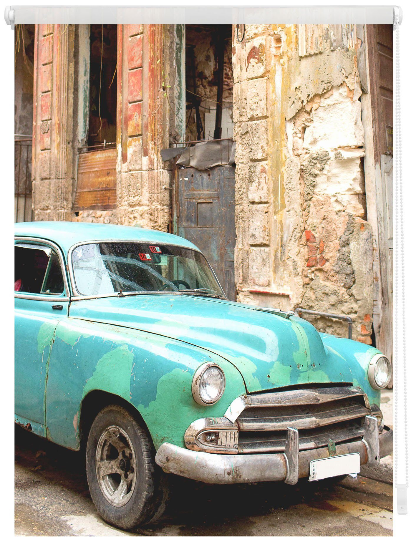Klemmfix rolgordijn Cuba Lichtblick Sonnenschutzsysteme turquoise-bruin