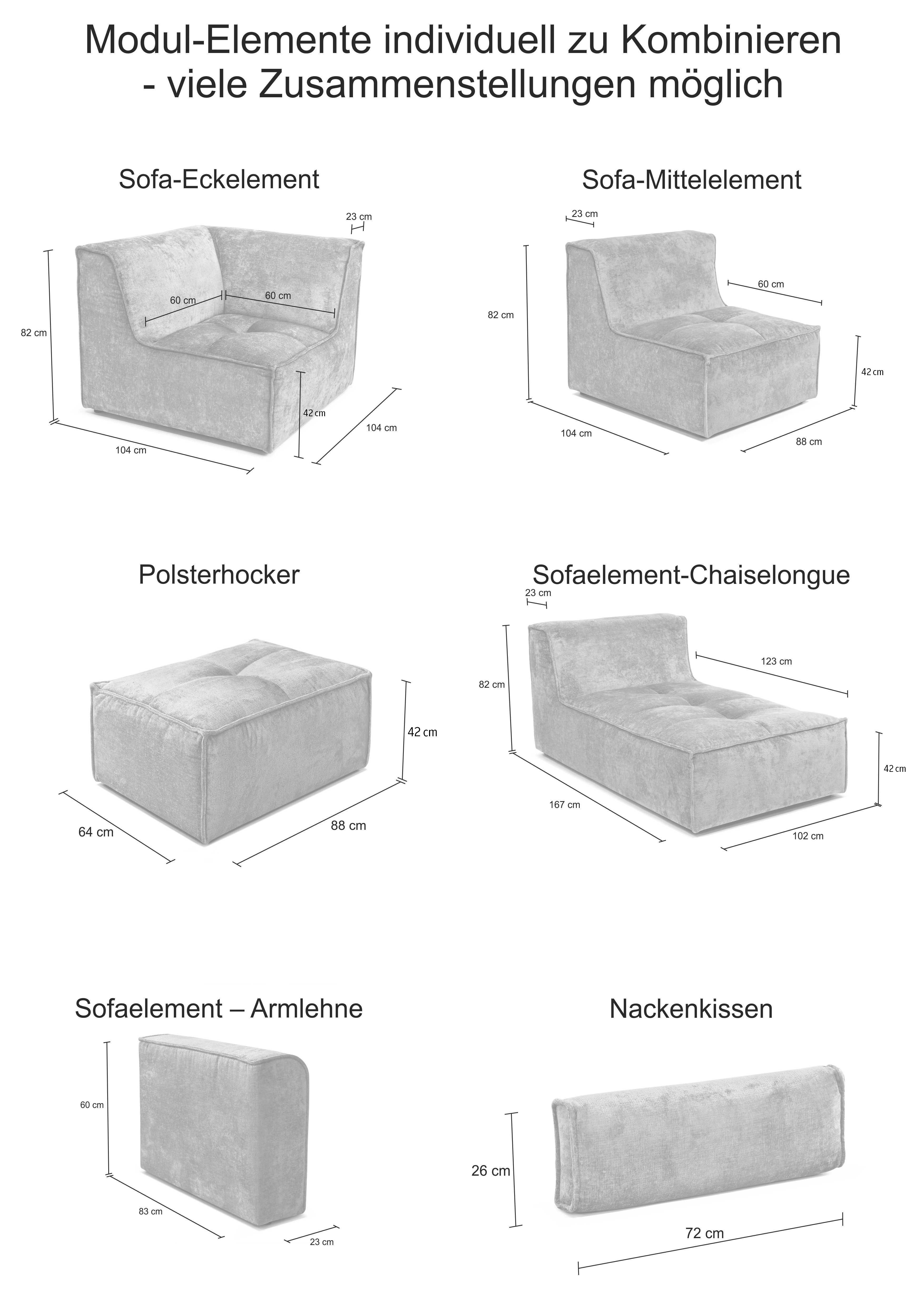 RAUM.ID Bank-middenelement Monolid als module of apart te gebruiken, voor individuele samenstelling (1 stuk)