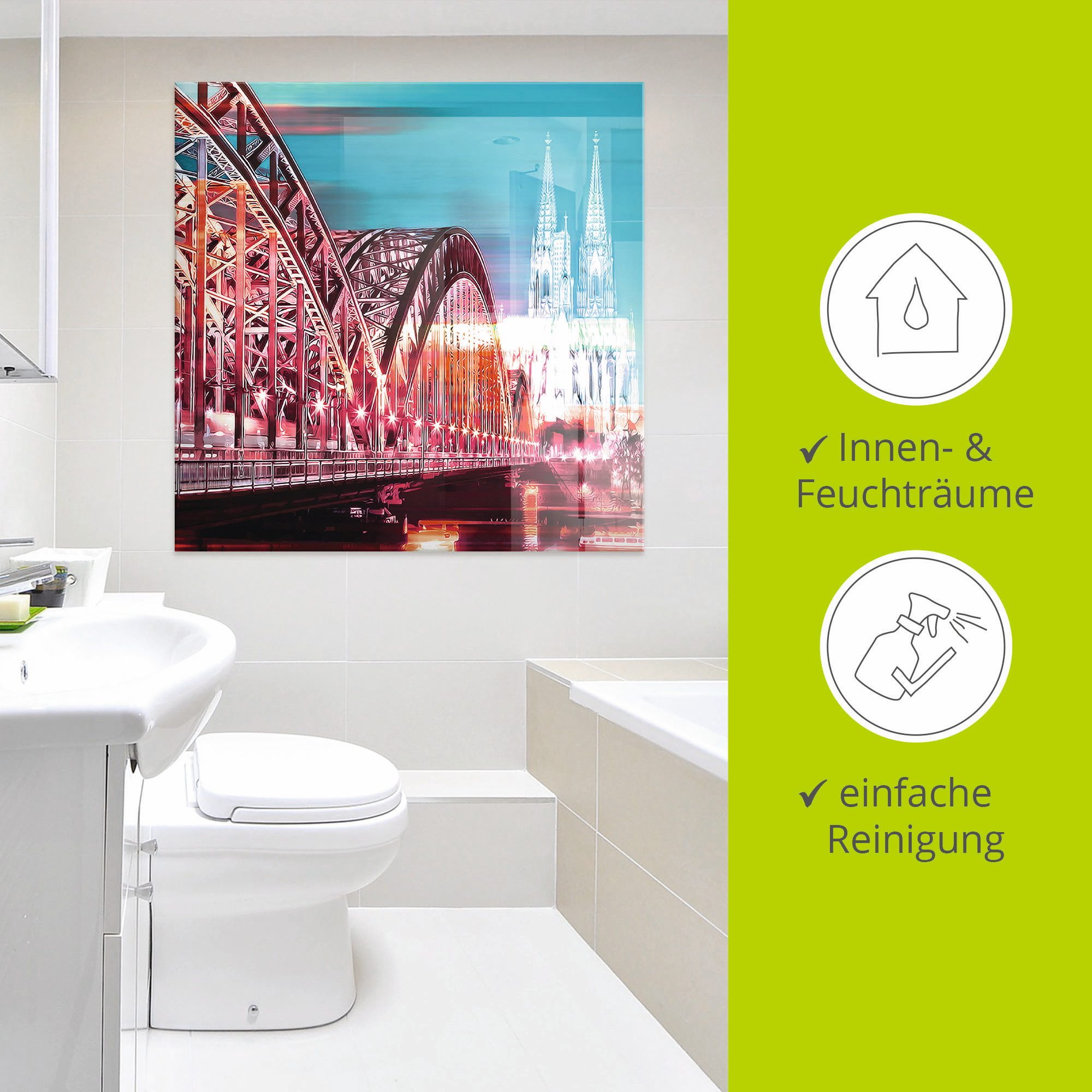 Artland Print op glas Keulen Skyline abstracte collage 13