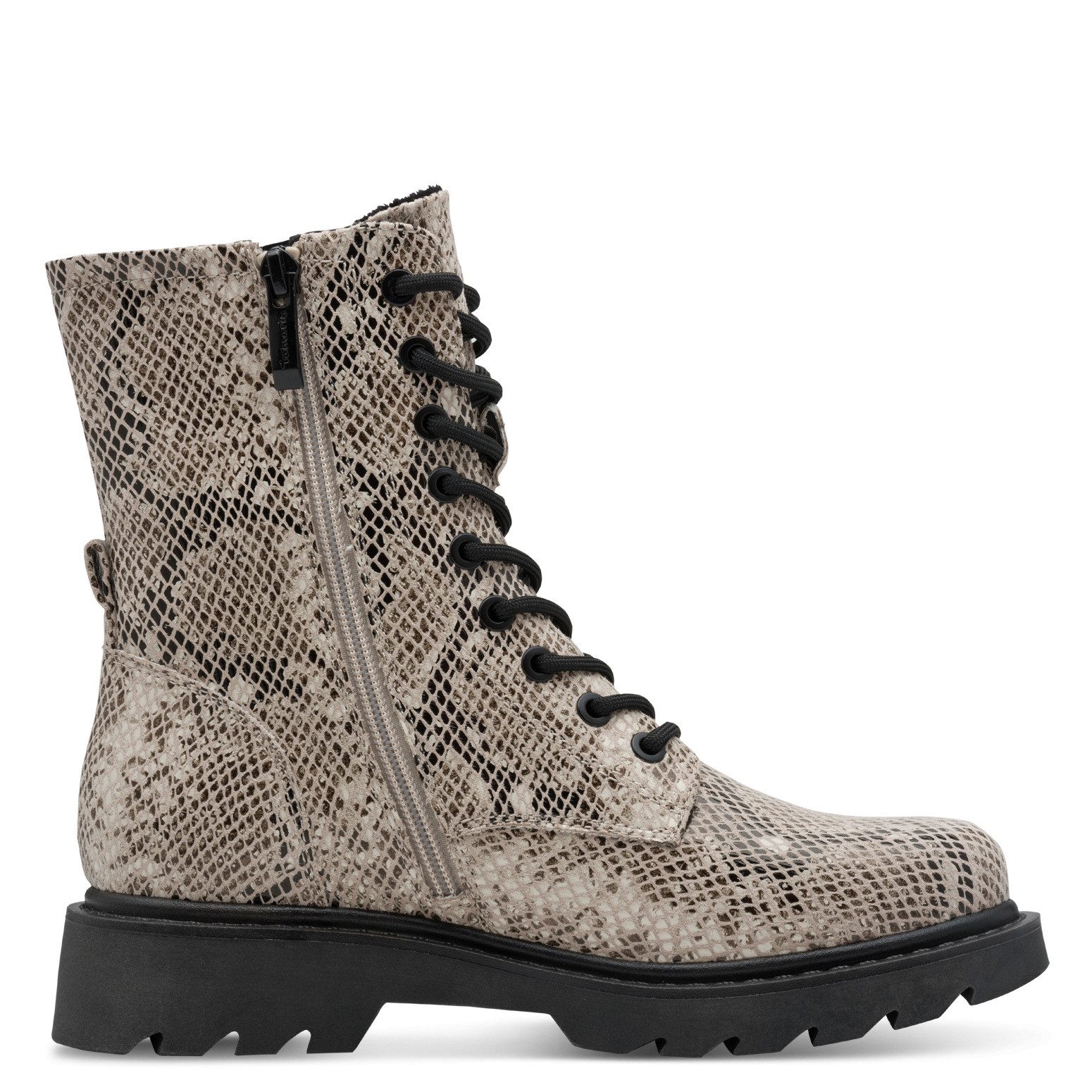 Tamaris Veterlaarsjes , blokhak, veterschoenen met trendy print