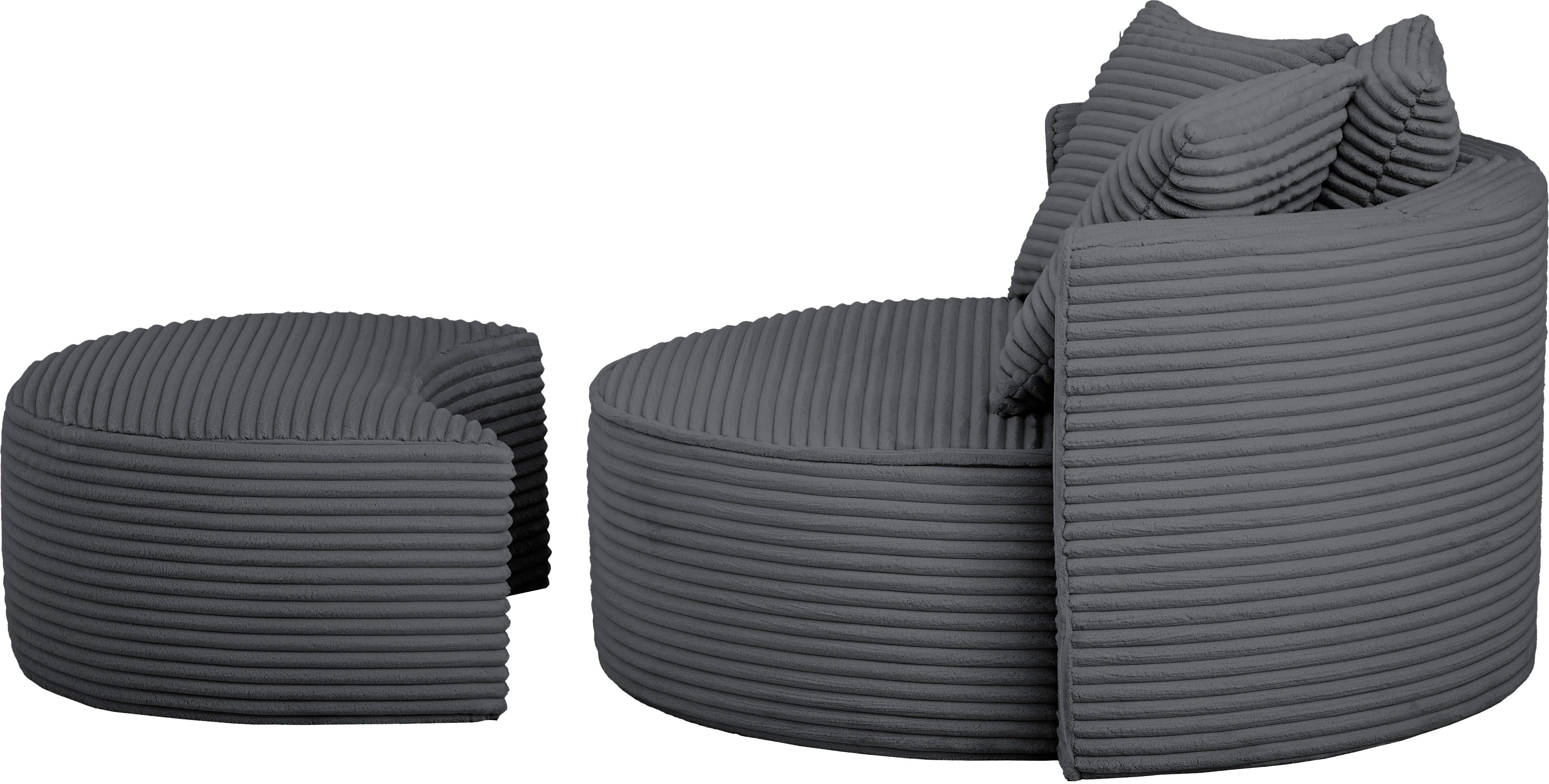 LeGer Home by Lena Gercke XXL-fauteuil Isalie, ronde stoel met voetensteun, leesstoel, loveseat, grote stoel (set)
