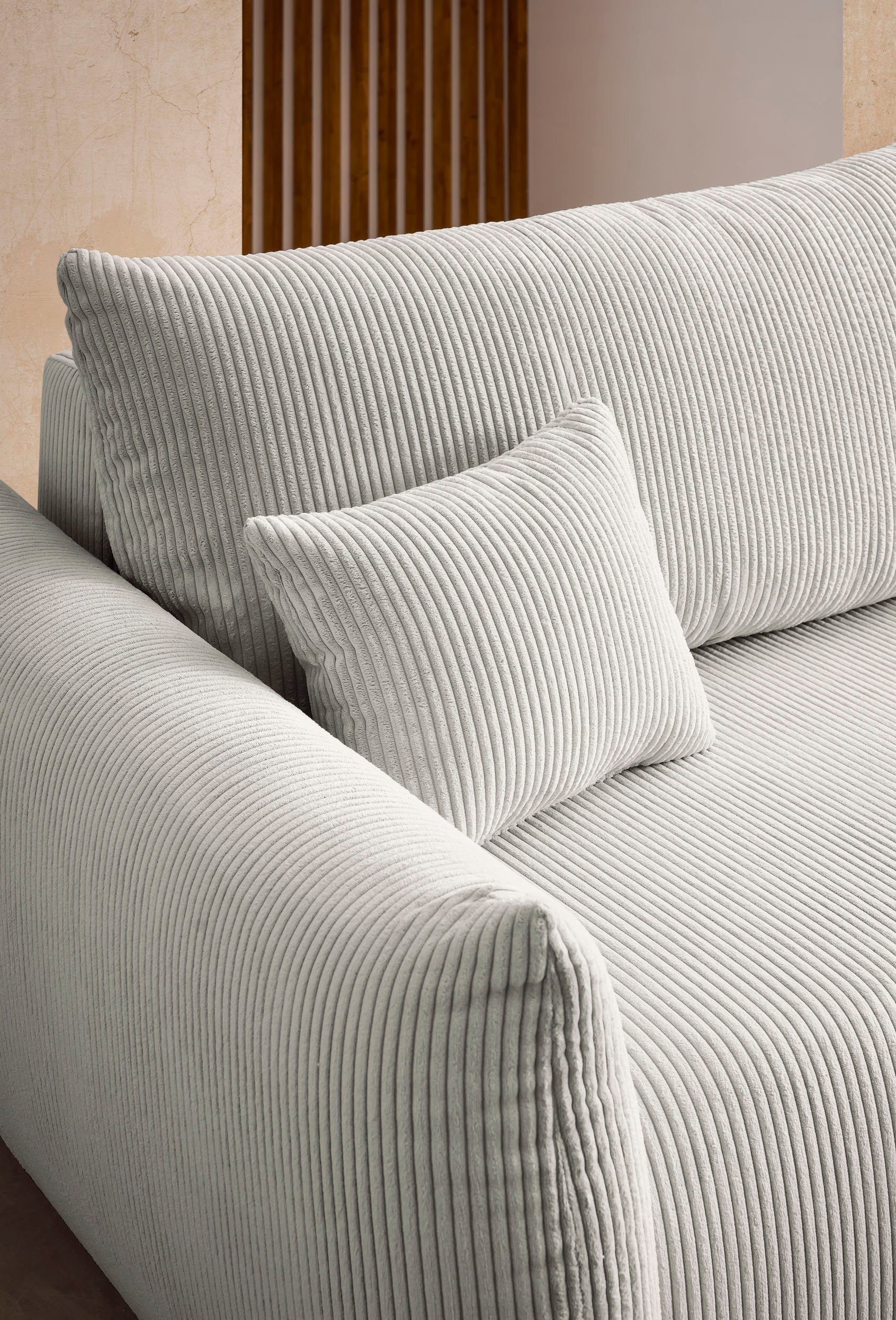 INOSIGN 3-zitsbank MAVAS slaapbank met bedlade ca. 240/108 cm (ligoppervlak 212/145 cm), ribfluweel, chenille, structuur
