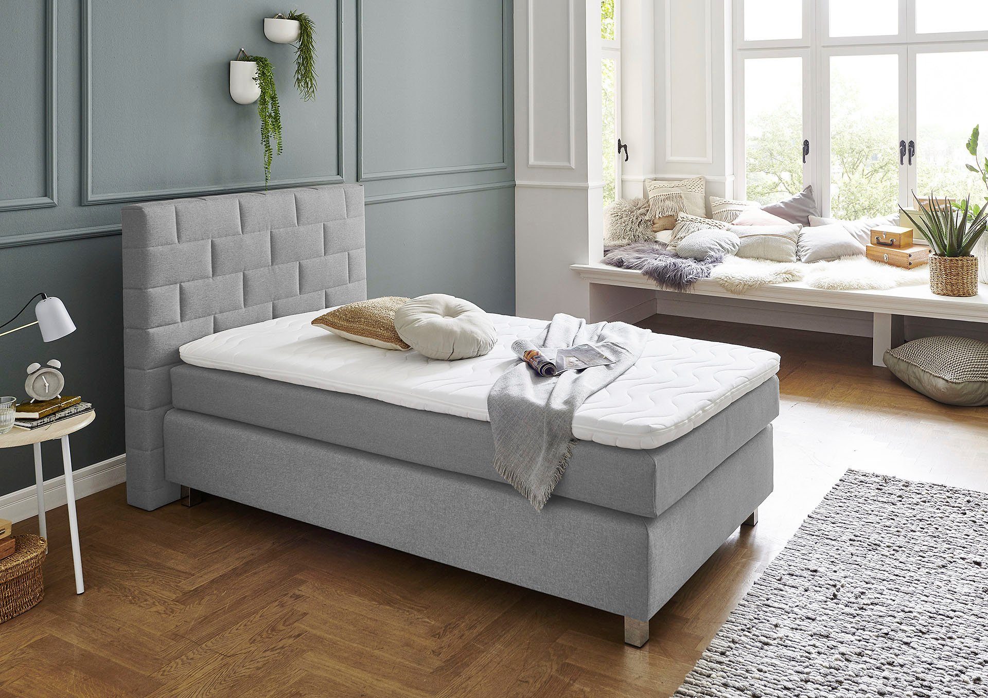 Westfalia Polsterbetten Boxspring met topmatras boxsprings grijs