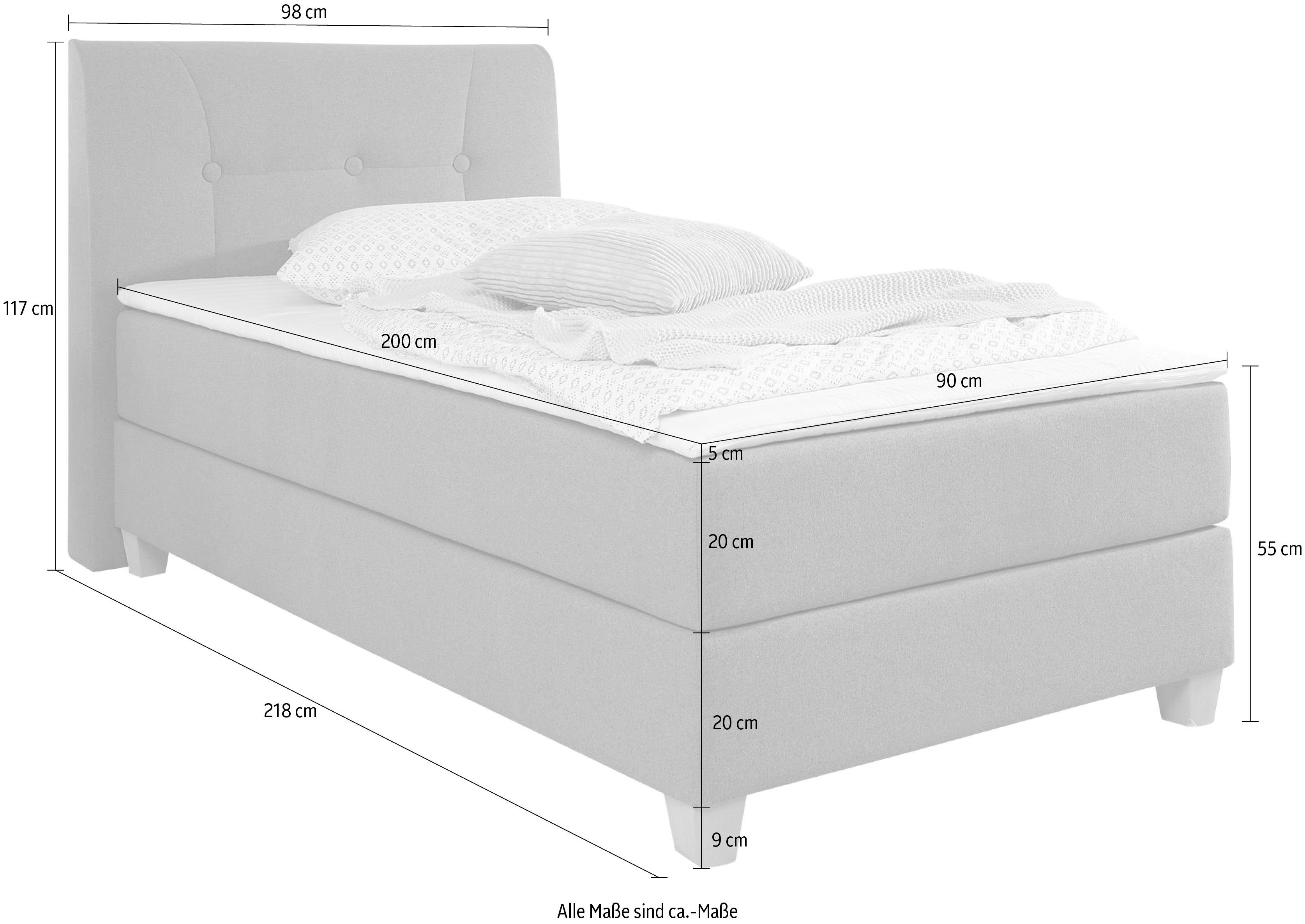 Home affaire Boxspring Calloway incl. topmatras, xxl-uitvoering, in 4 kleuren, 5 breedten, 3 matrassoorten