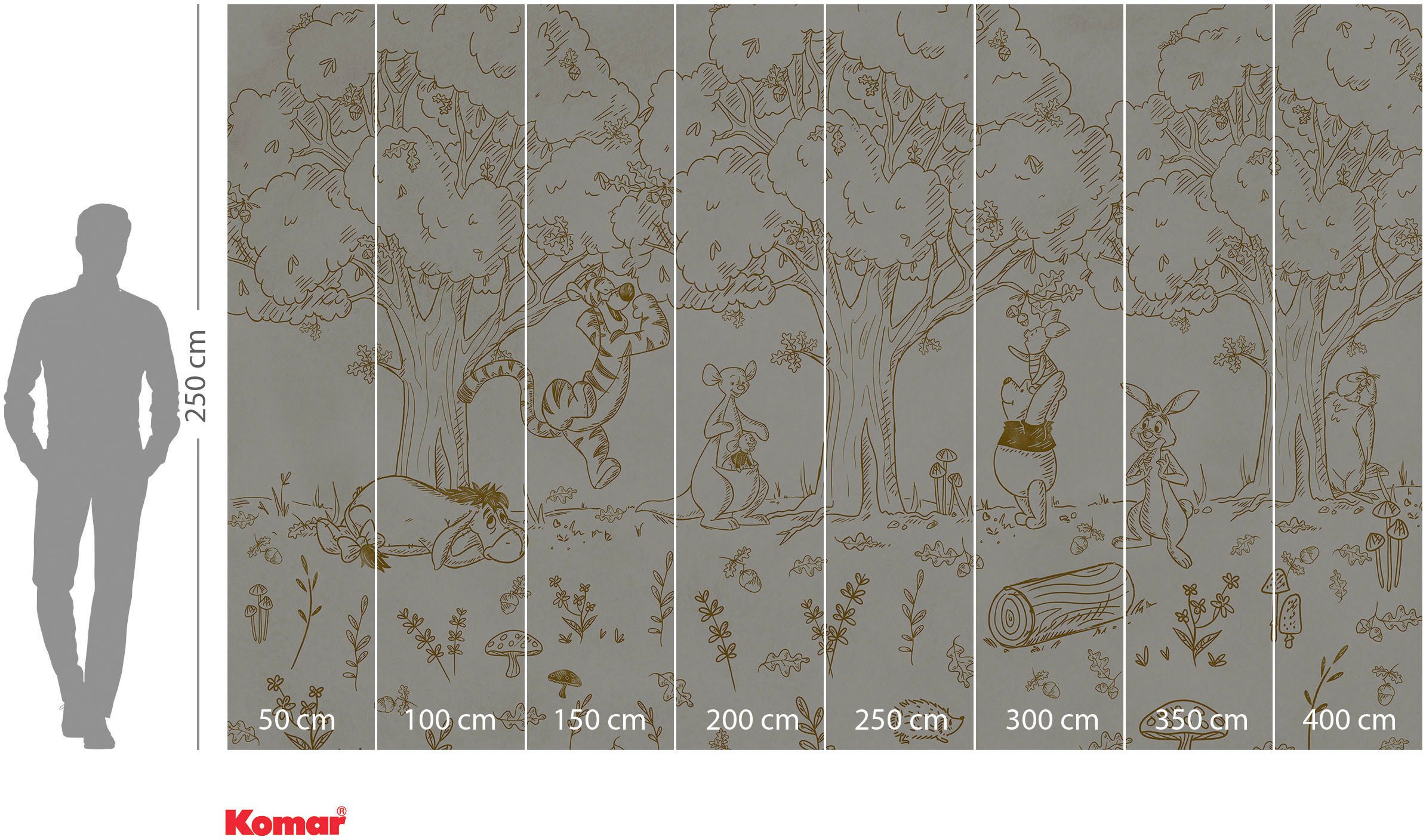 Komar Fotobehang Digitale print vlies - Winnie the Pooh Outdoors - Afmeting 400 x 250 cm (1 stuk)