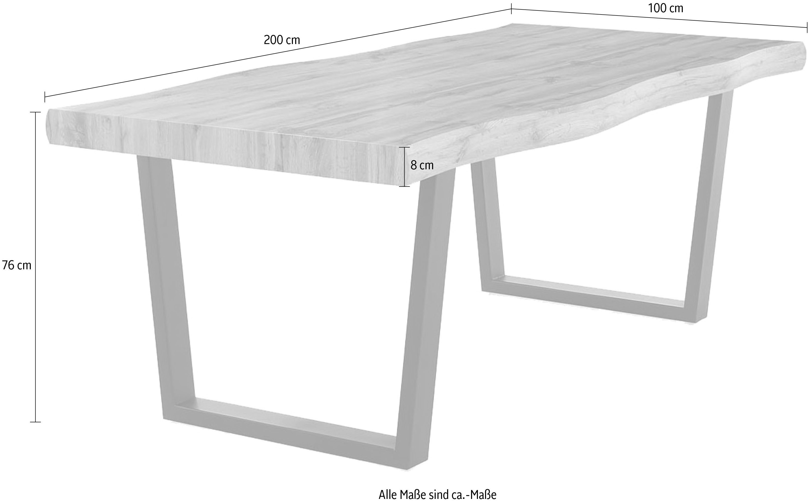 Jockenhöfer Gruppe Eettafel Don in boomrand-optiek, 200x100 cm, plaatdikte 8 cm