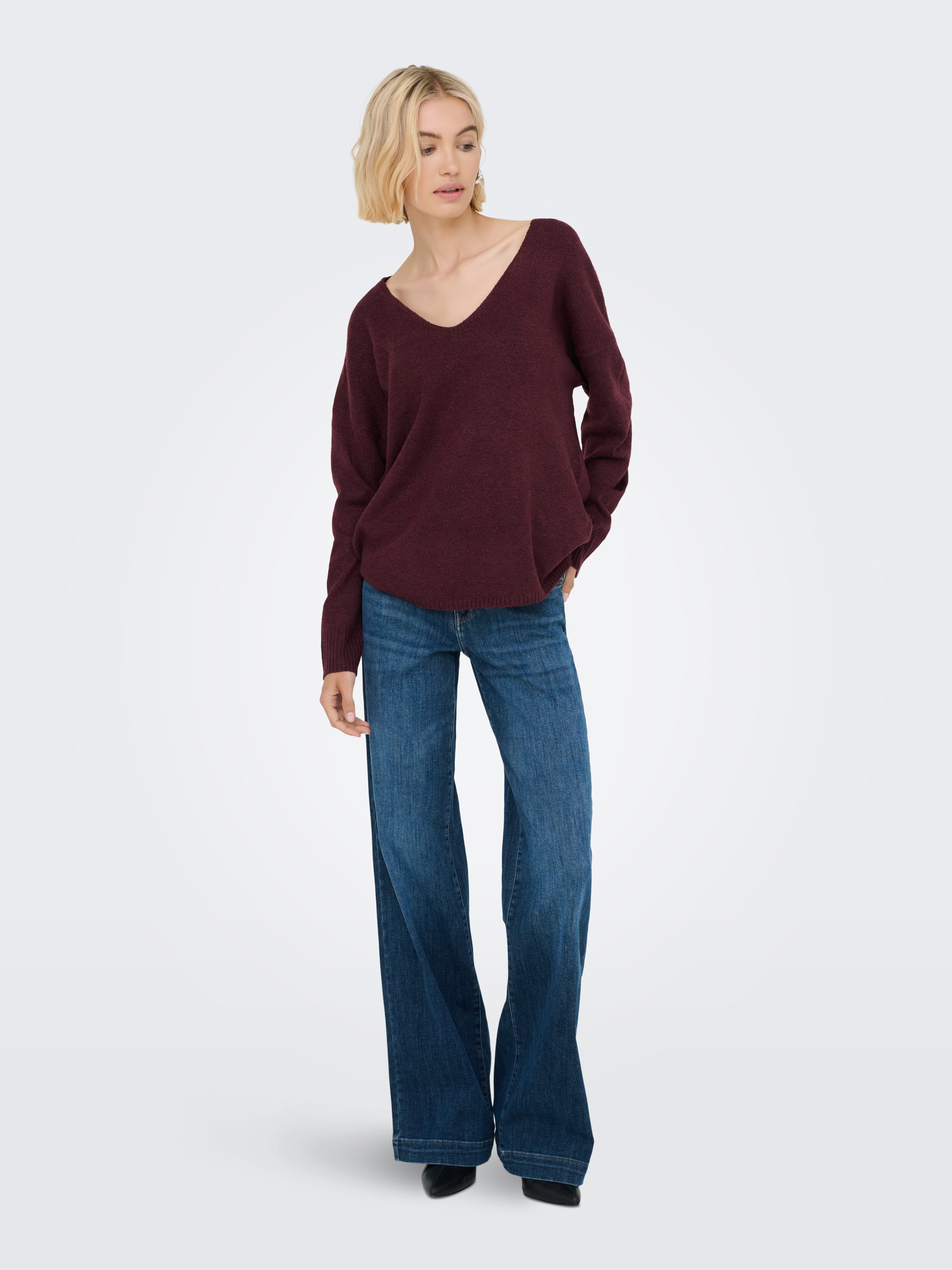Only Trui met V-hals ONLRICA LIFE L/S V-NECK PULLO KNT NOOS