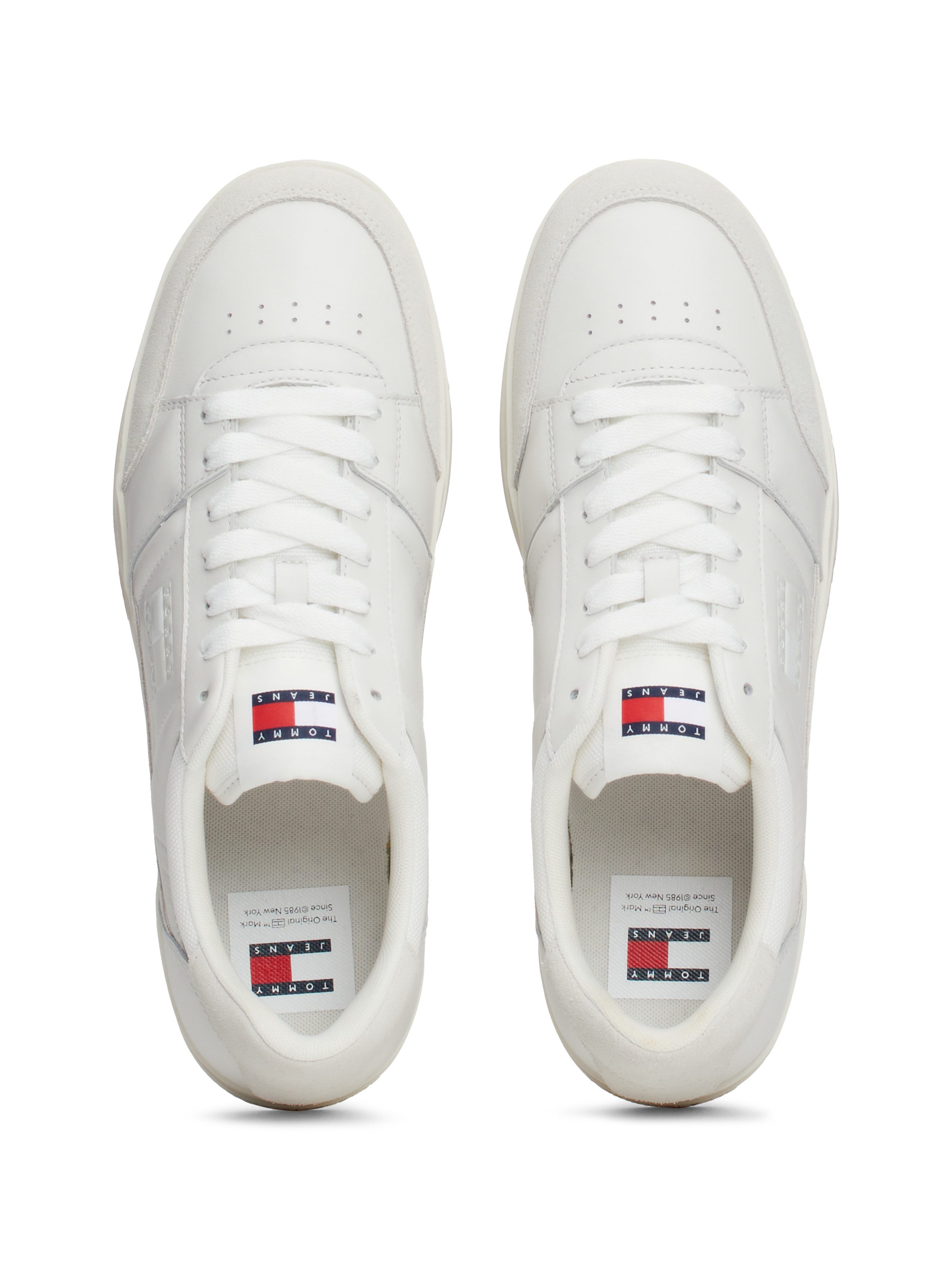 TOMMY JEANS Plateausneakers THE GREENWICH MIX MEDIA , vrijetijdsschoen, veterschoen, lage schoen met logovlag
