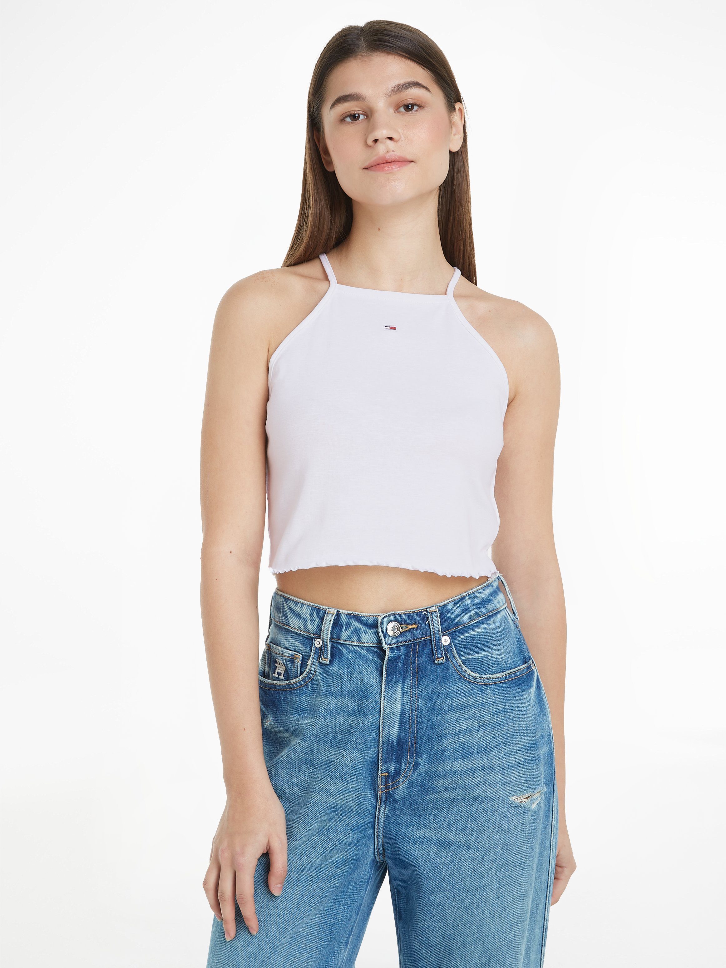 TOMMY JEANS Top met spaghettibandjes TJW SLIM CRP BABYLOCK RIB TOP