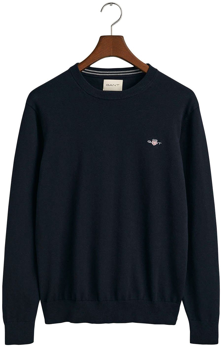 Gant Trui met ronde hals CLASSIC COTTON C-NECK Premium breipullover van zachte 100% katoen, overgangspullover