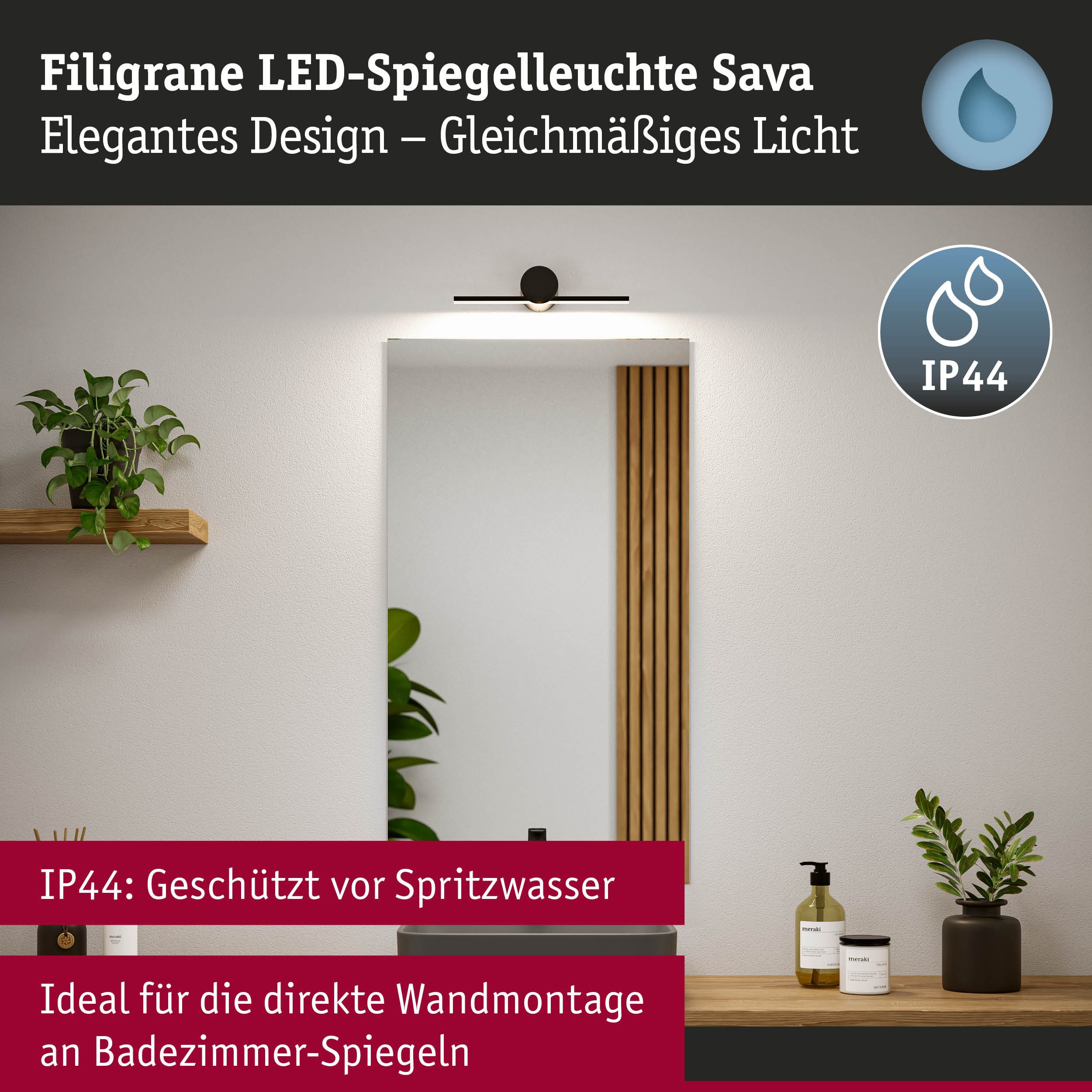 Paulmann Led-spiegellamp LED verlichtingspiegel Sava IP44 3000K 230V
