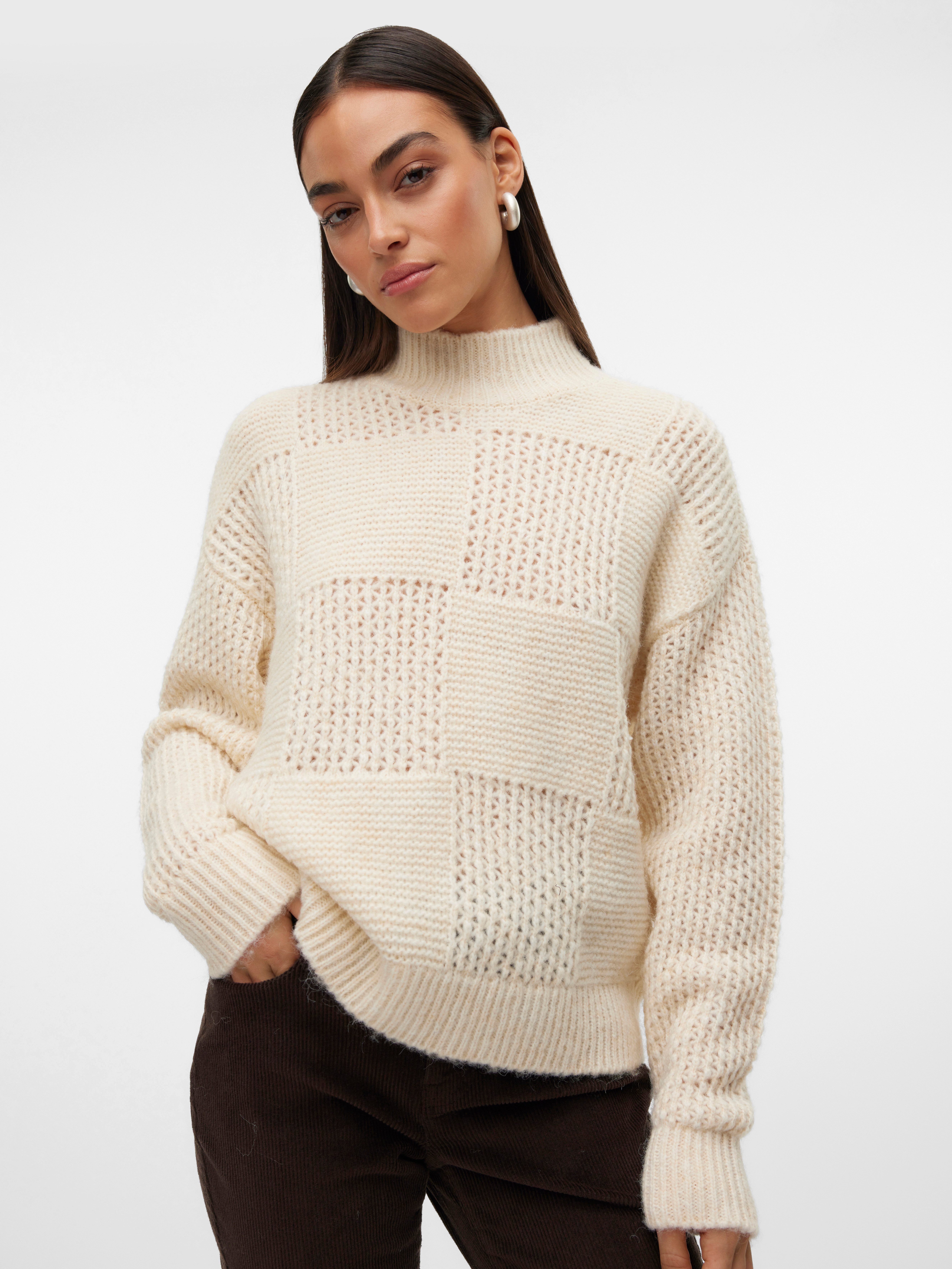 Vero Moda Gebreide trui VMMOON LS HIGHNECK PULLOVER GA BF