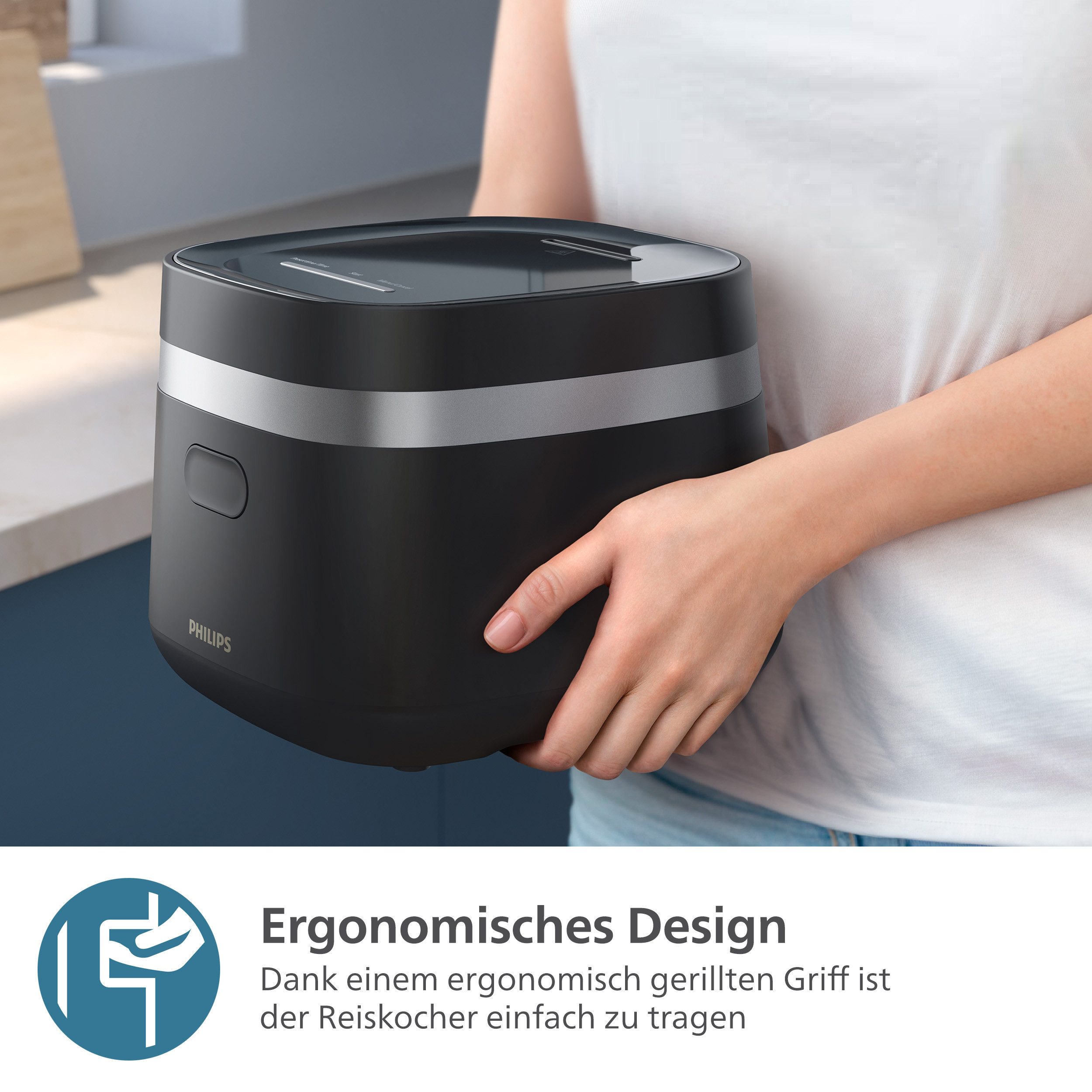 Philips Rijstkoker Mini 3000 Series, für 1-3 Personen, mit 8 voreingestellten Programmen