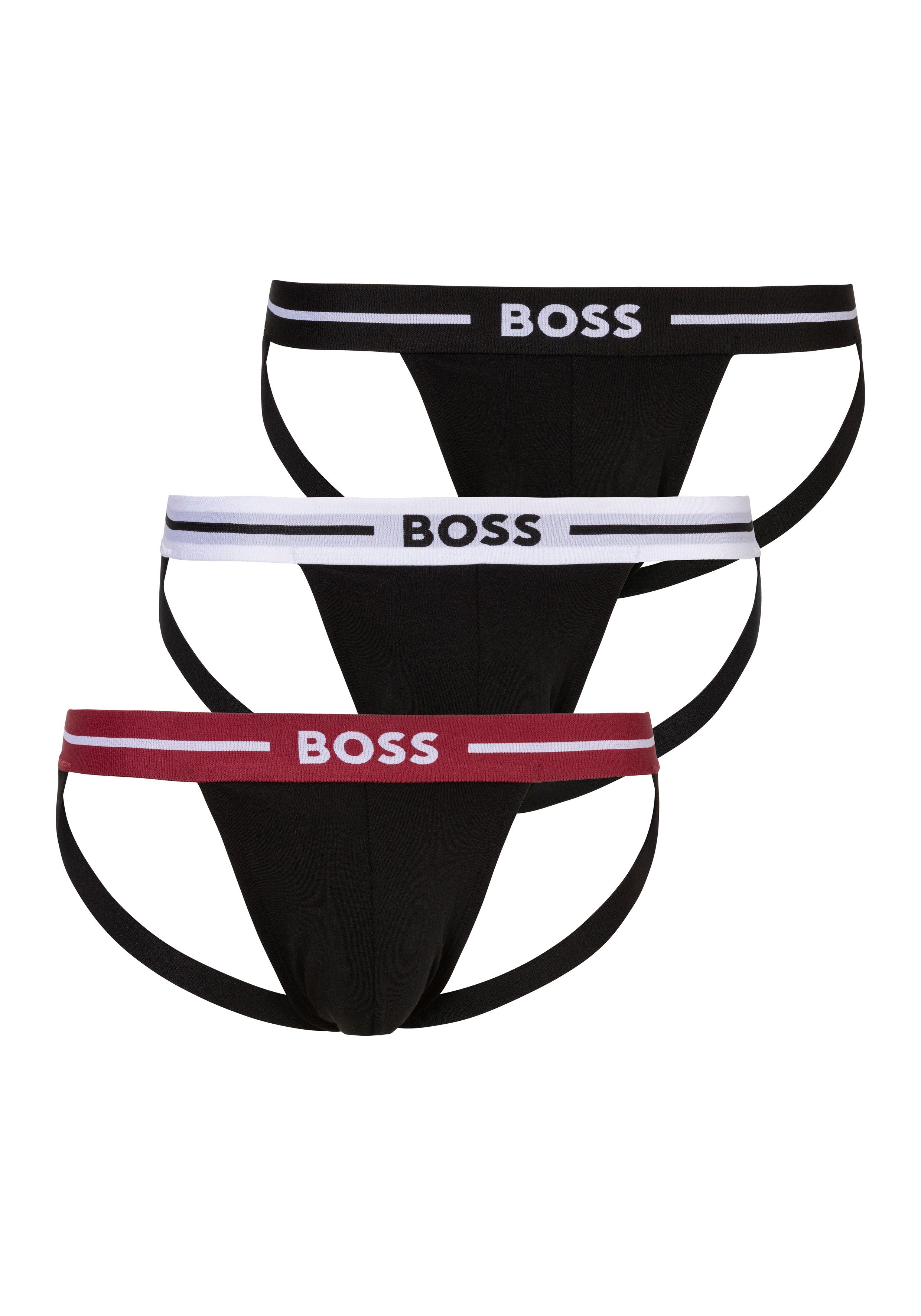 BOSS String Jockstrap 3P Bold met elastische band (3 stuks)