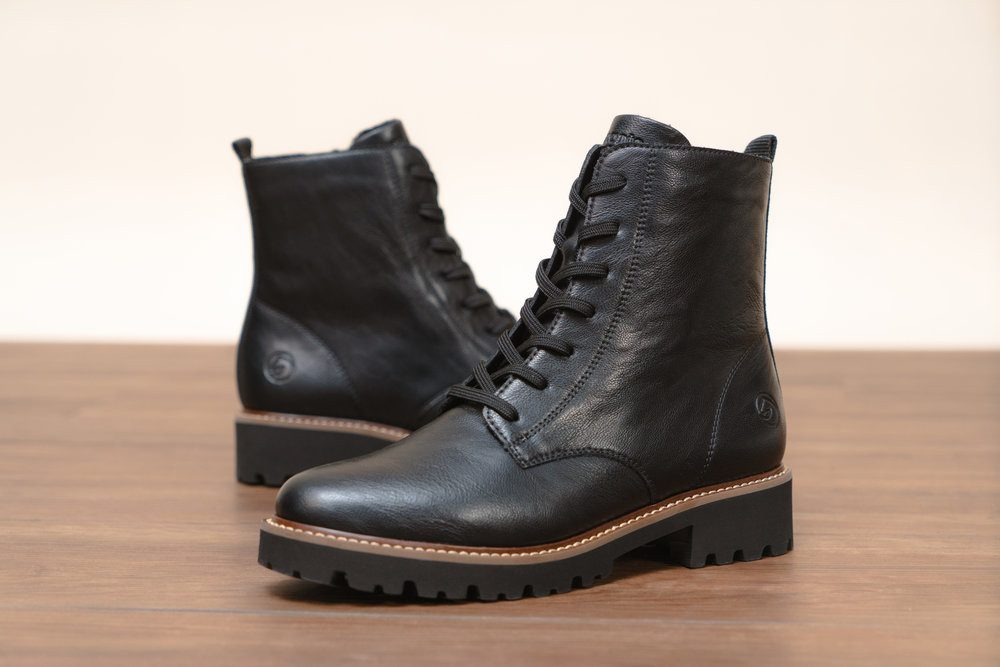 Remonte Veterschoenen blokhak, veterschoen, enkellaars in used look