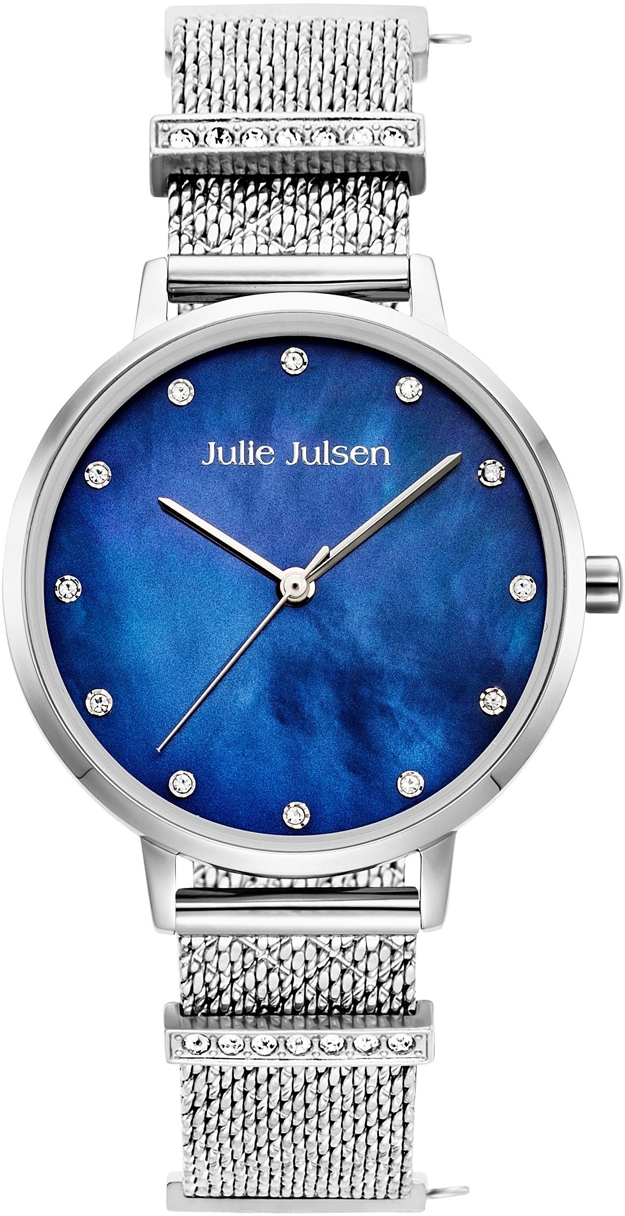 Julie Julsen Kwartshorloge CHARMING SILVER BLUE, JJW1231SME-34-2 Polshorloge, dameshorloge, charm...