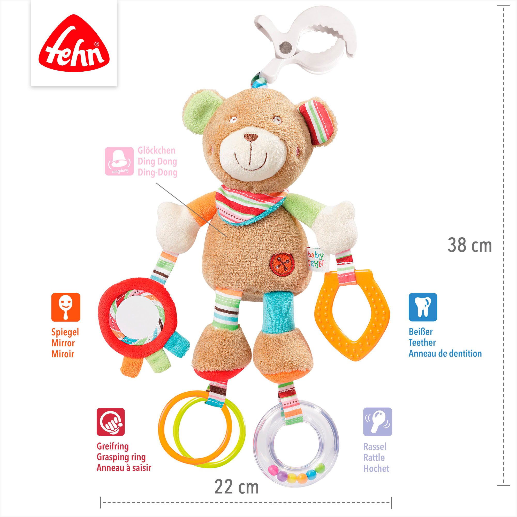 Fehn Grijpspeeltje Classic Stars, Activity-teddy