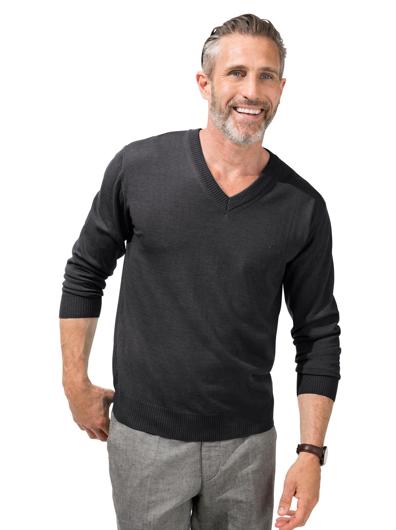 Marco Donati Trui met V-hals heren v-hals truien maat 58 grijs