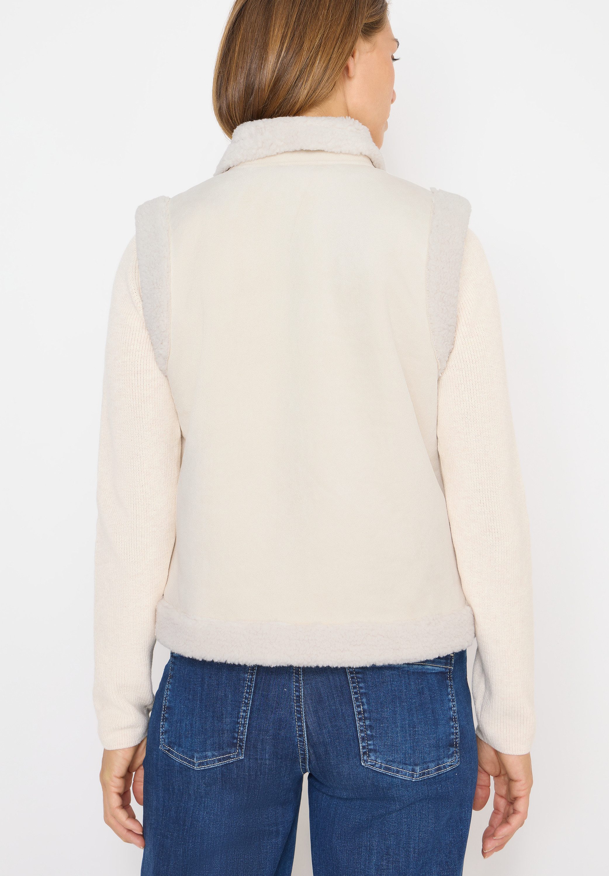 Cecil Mouwloos pluchen vest met teddy voering en ritssluiting