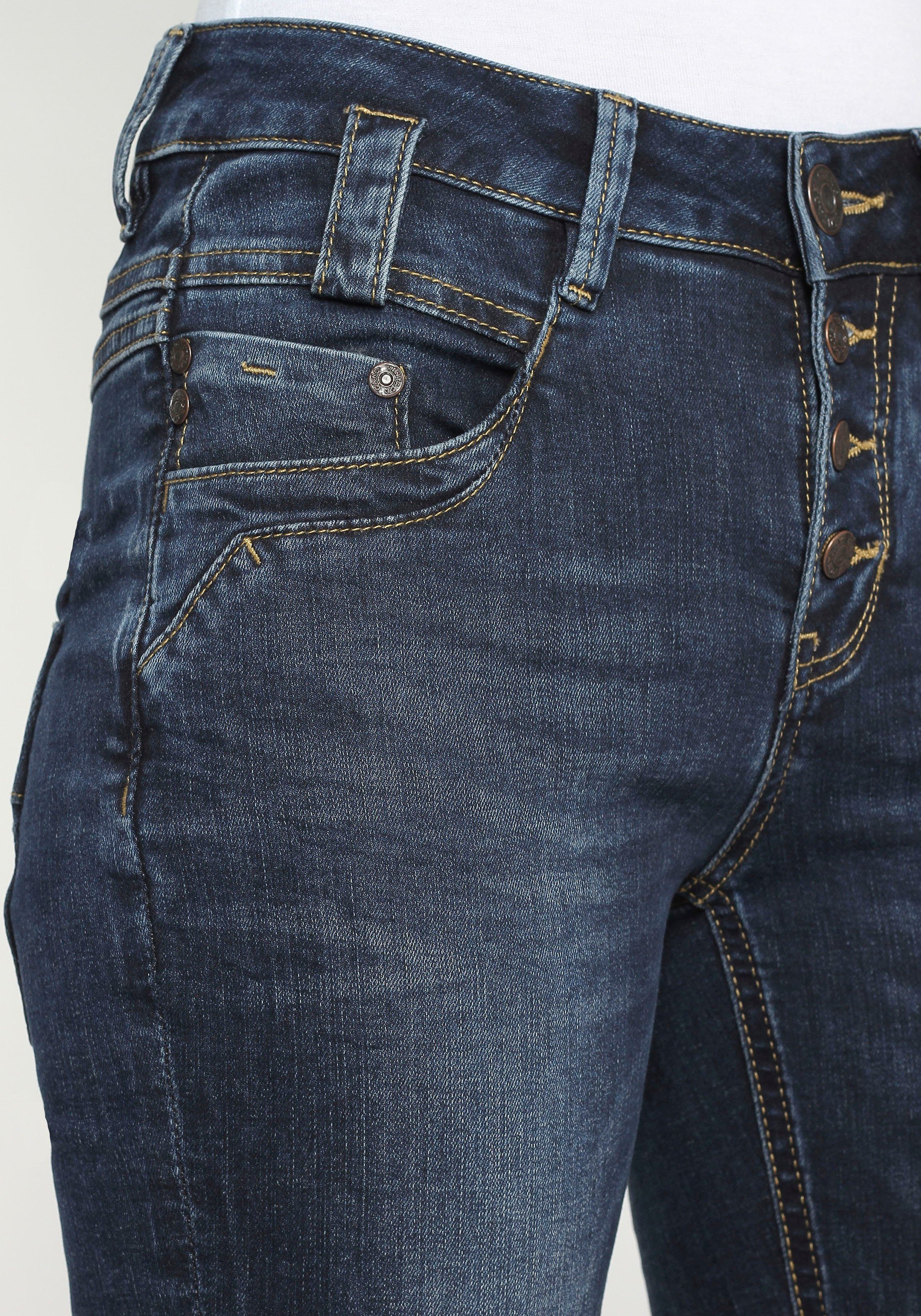 GANG Slim fit jeans 94CARLI met open knoopsluiting