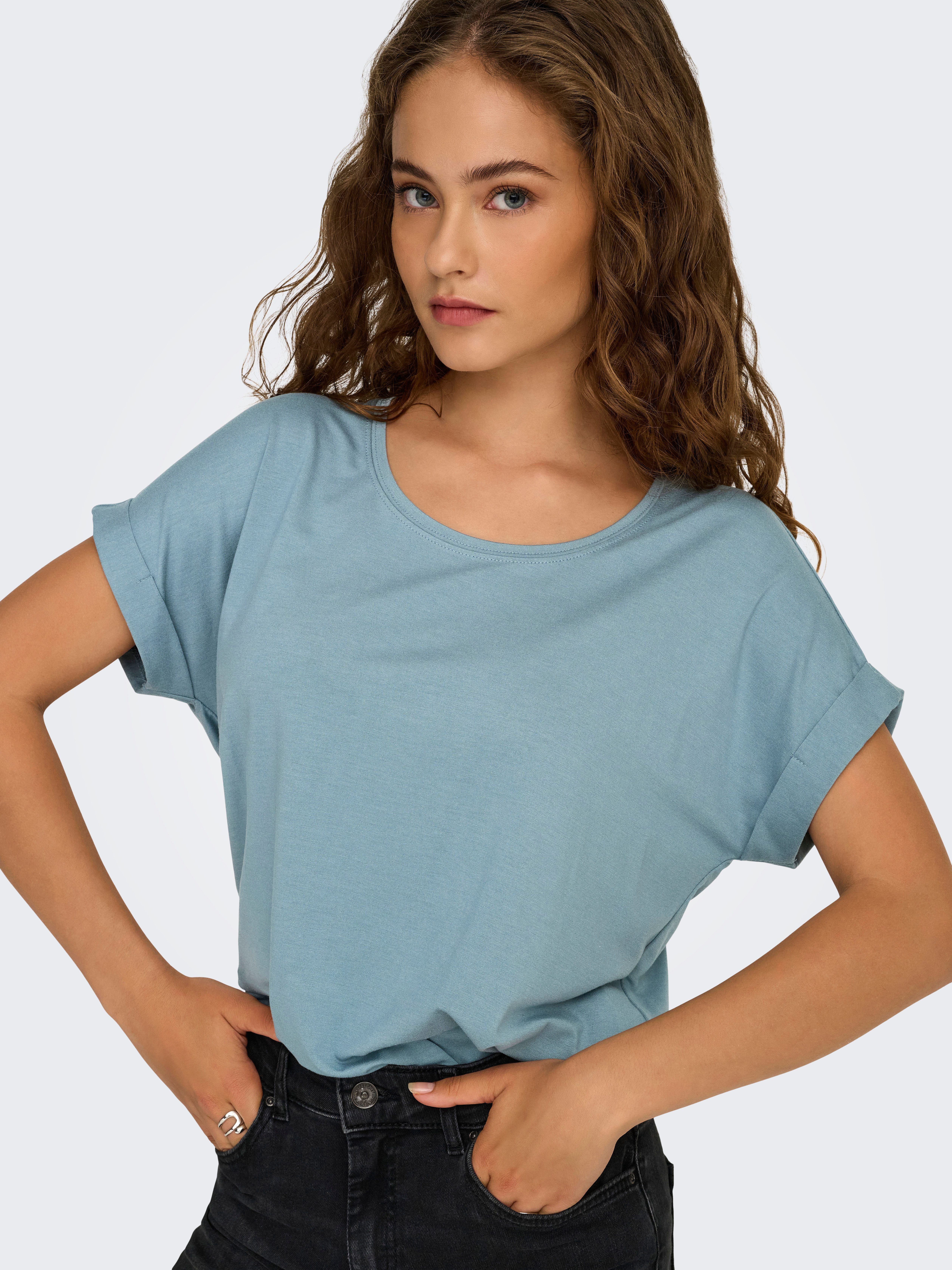 Only T-shirt ONLMOSTER – Shirt met korte mouwen en omslag en klassieke look