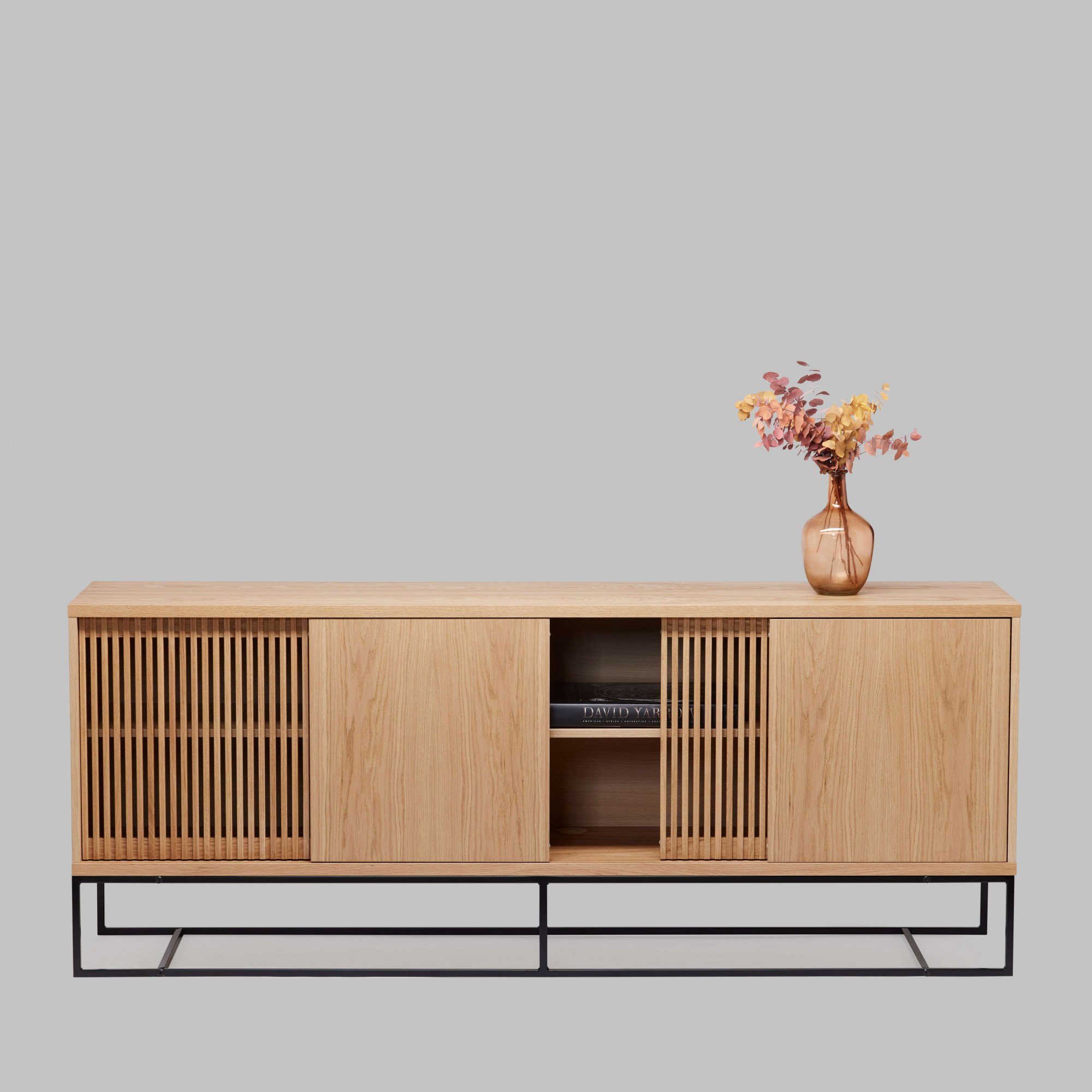 Woodman Dressoir Ende Commode, deels massief, metalen voeten, breedte 188 cm