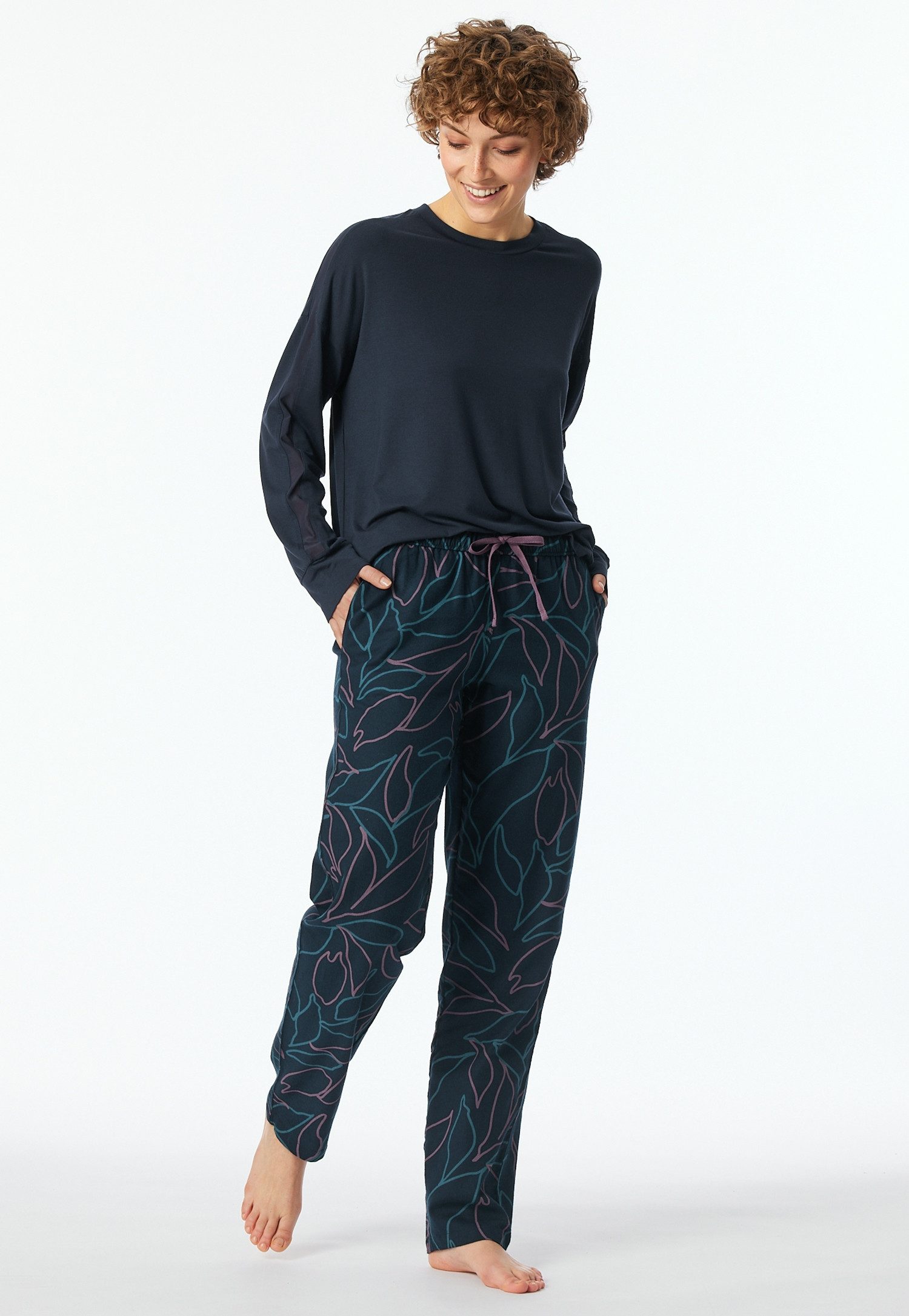 Schiesser Loungebroek Mix+Relax met bloemenprint