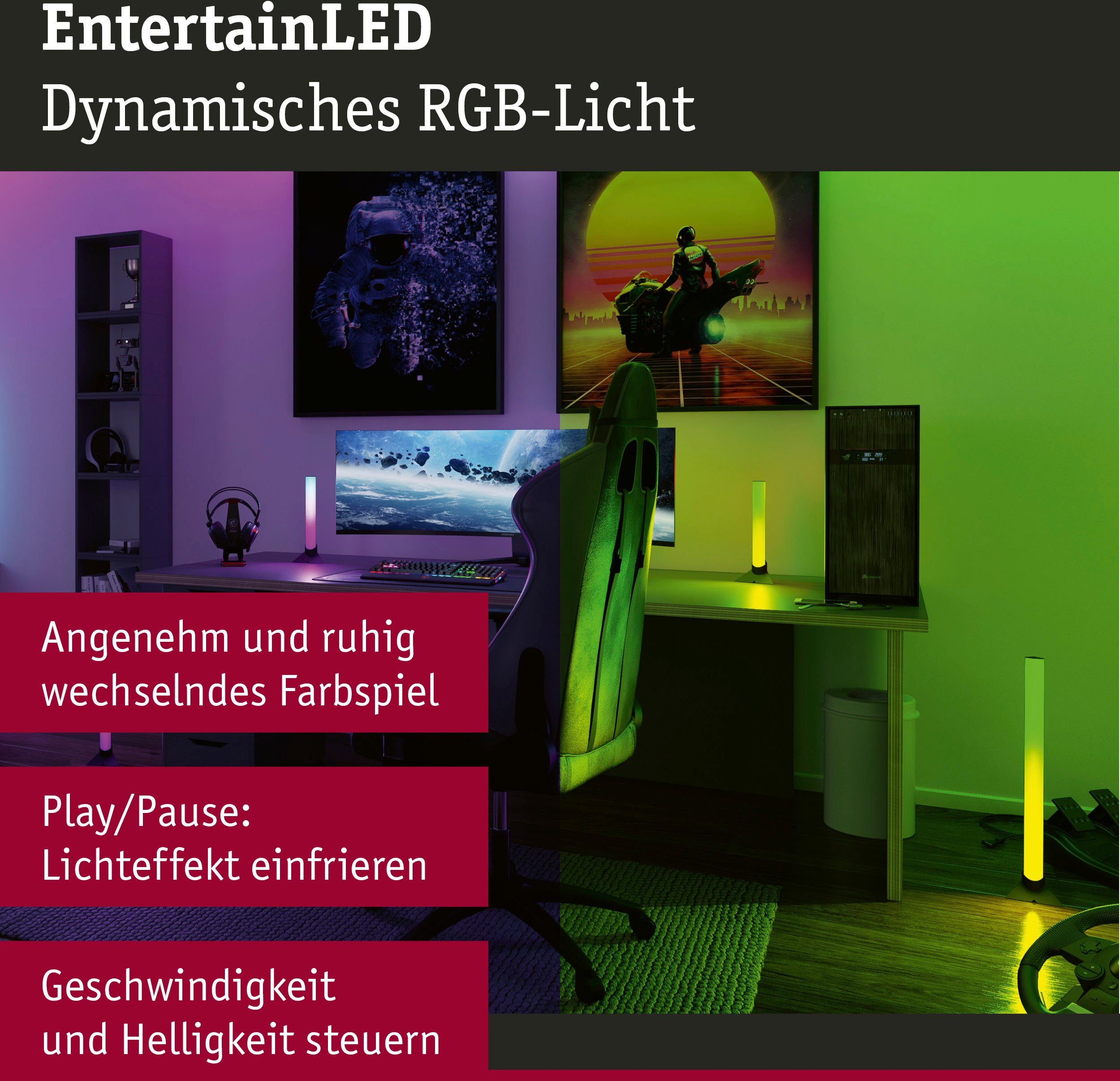 Paulmann Led-strepen EntertainLED Lightbar Dynamic Rainbow RGB 30x30mm 2x0,6W 2x24lm (1 stuk)
