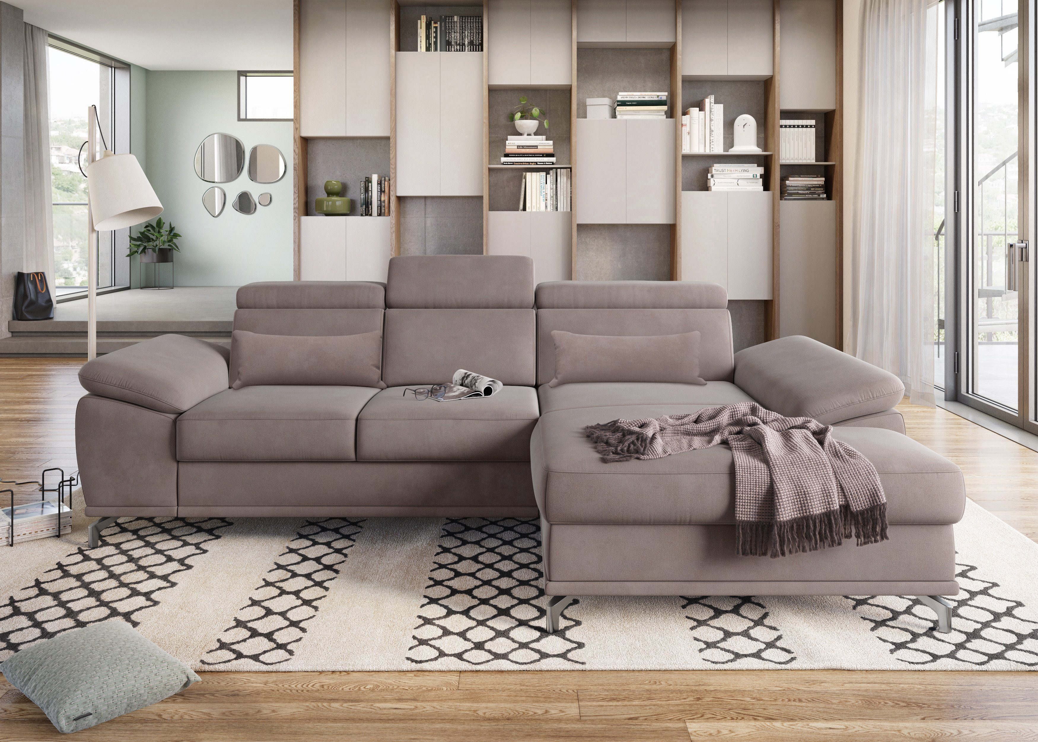 sit&more Hoekbank Cabrio L-vorm, met zitdiepteverstelling, arm- en hoofdsteunverstelling
