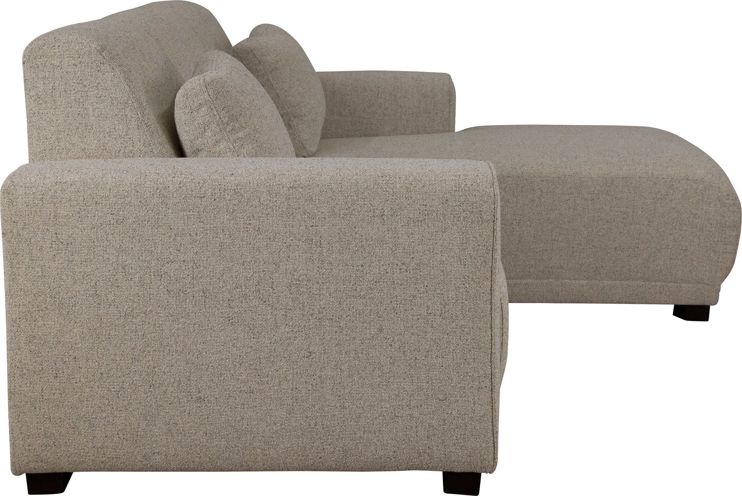 Home affaire Hoekbank BORNHOLM L-vorm met chaise longue, afmetingen B/D/H: 234/162/85 cm Recamiere links of rechts bestelbaar, golfvering, inclusief 2 kussens