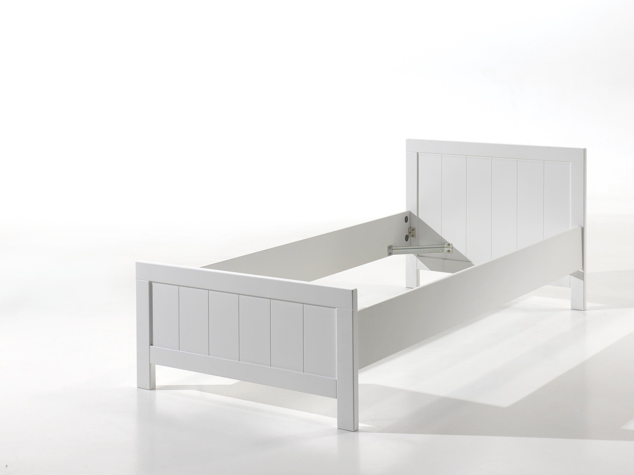 Vipack 1-persoonsledikant 1-persoons in landelijke look met ligoppervlak 90x 200 cm, wit gelakt