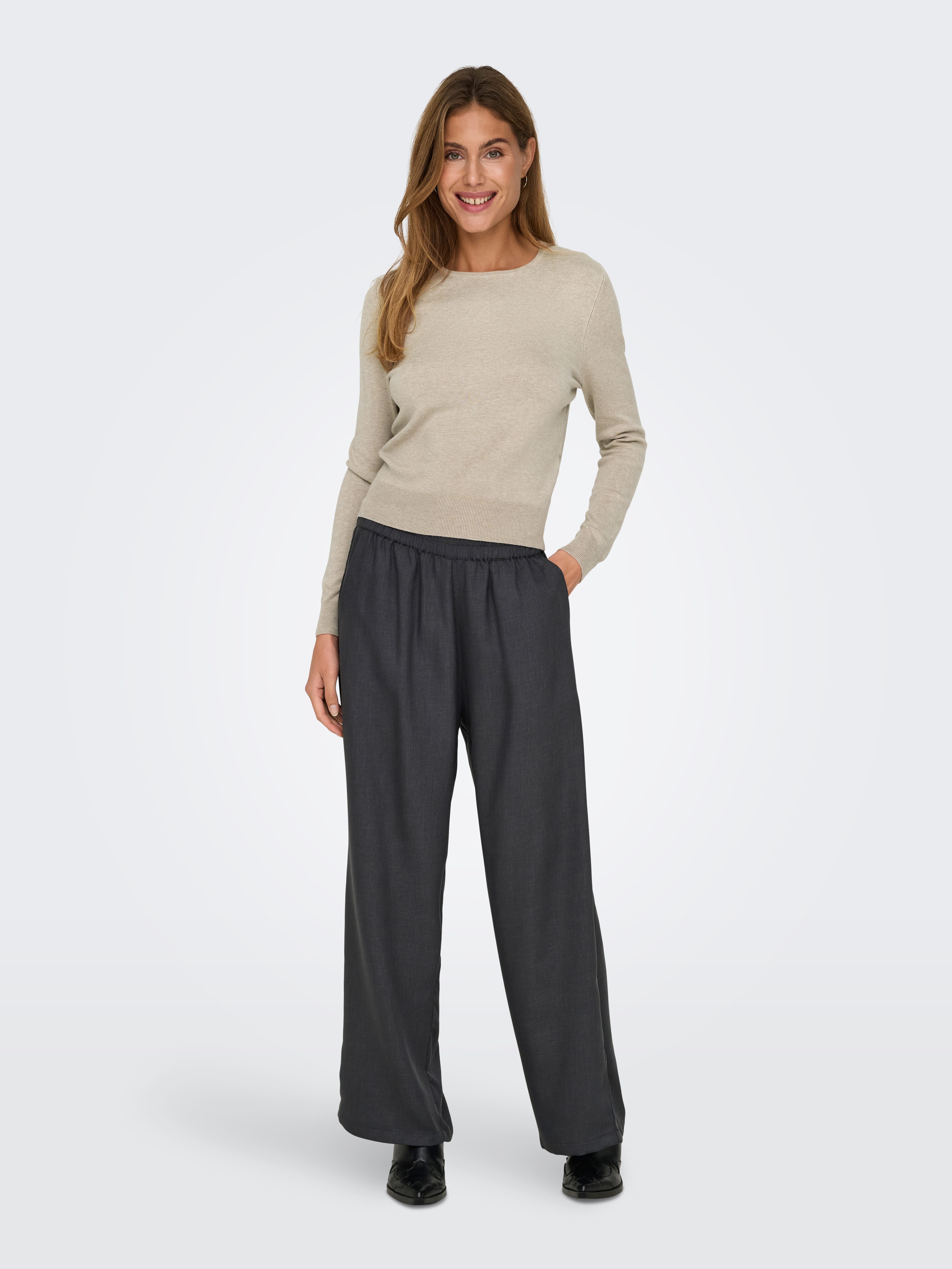 Only Gebreide trui ONLVENICE LIFE LS ONECK PULLOVER KNT NCA