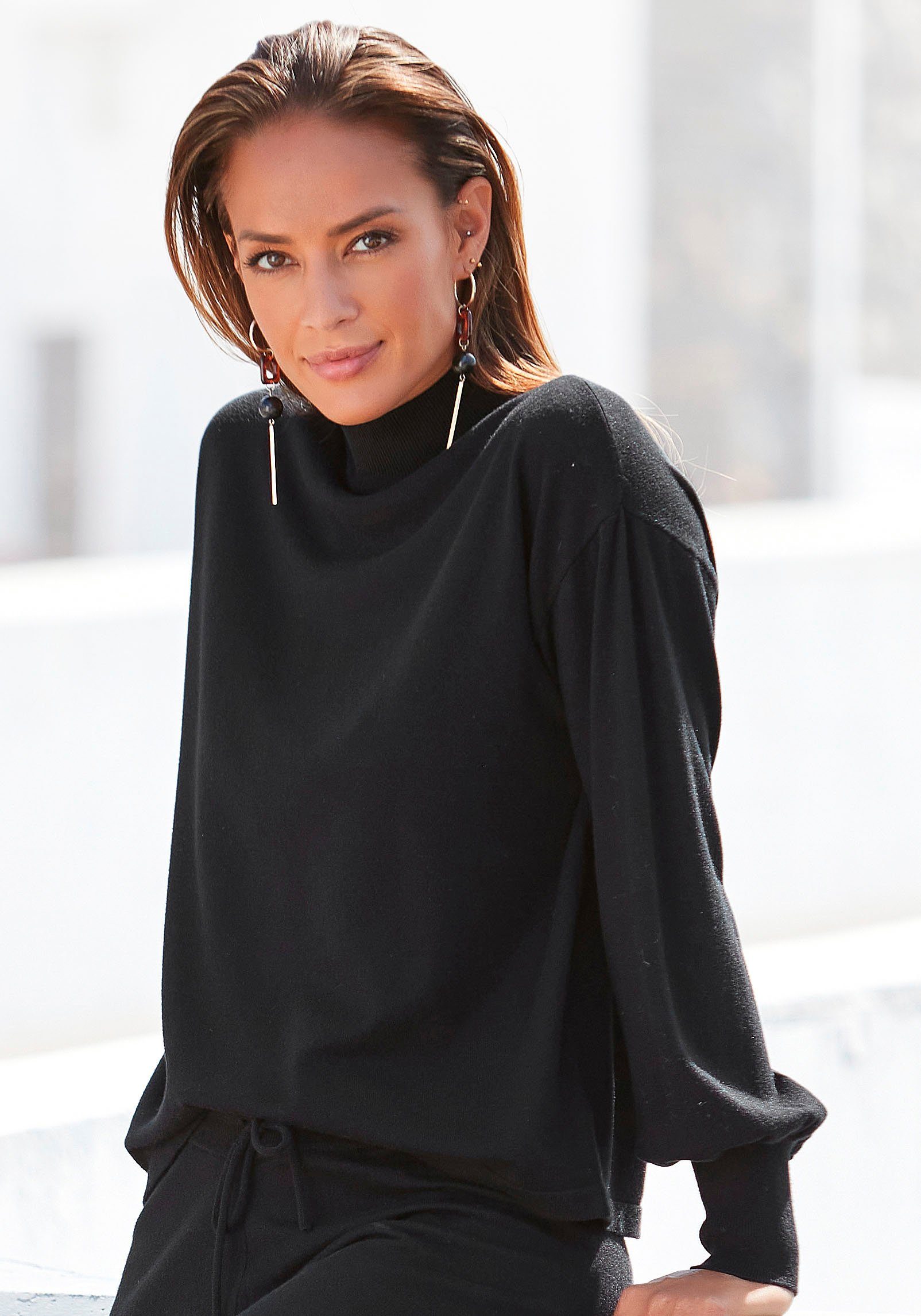 Lascana Gebreide trui met klein staande kraag, fijngebreide trui, casual-chic