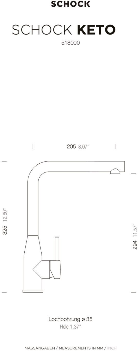 Schock Keukenkraan KETO FA Feestuitloop, fluisterperlator, draaibereik 360°