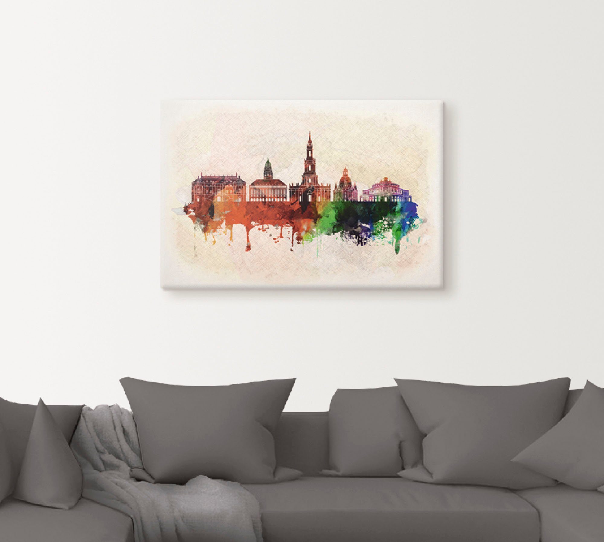 Artland Artprint op linnen Dresden Duitsland skyline