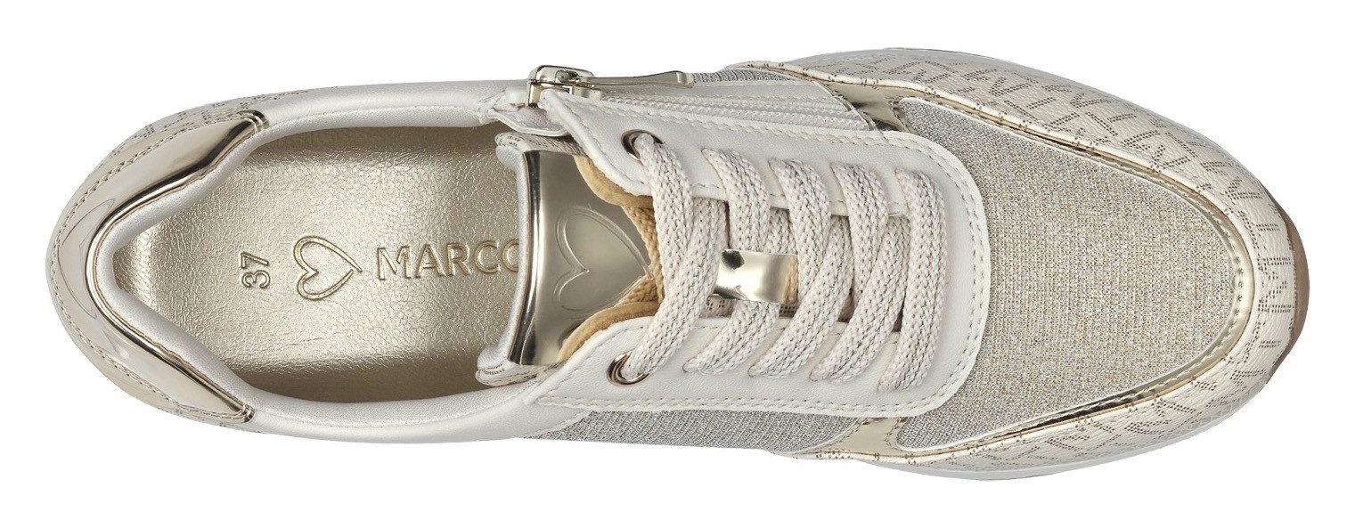 Marco Tozzi Sneakers met sleehak , vrijetijdsschoen, halfschoen, veterschoen met logo-print